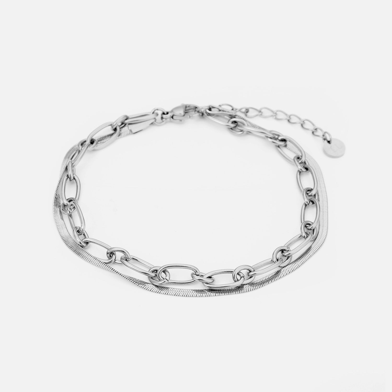 DYO Armband tweelaags plat zilver - Desieradenconcurrent.nl