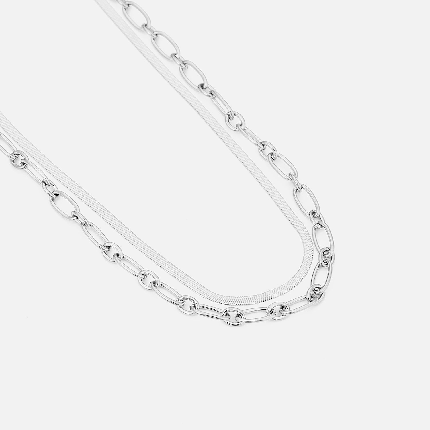 DYO Ketting tweelaags plat zilver - Desieradenconcurrent.nl