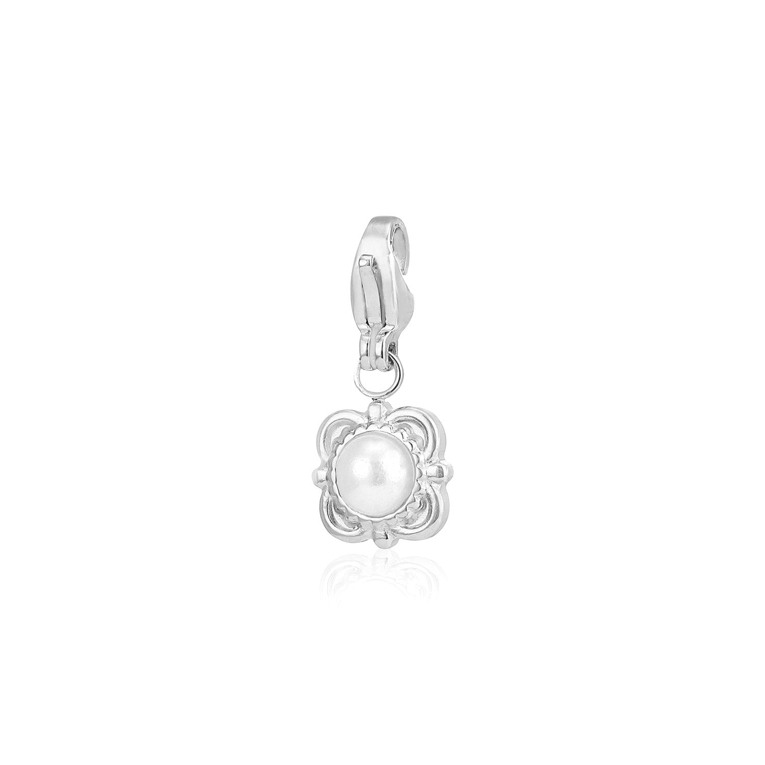 DYO Klavertje met parel zilver - Desieradenconcurrent.nl