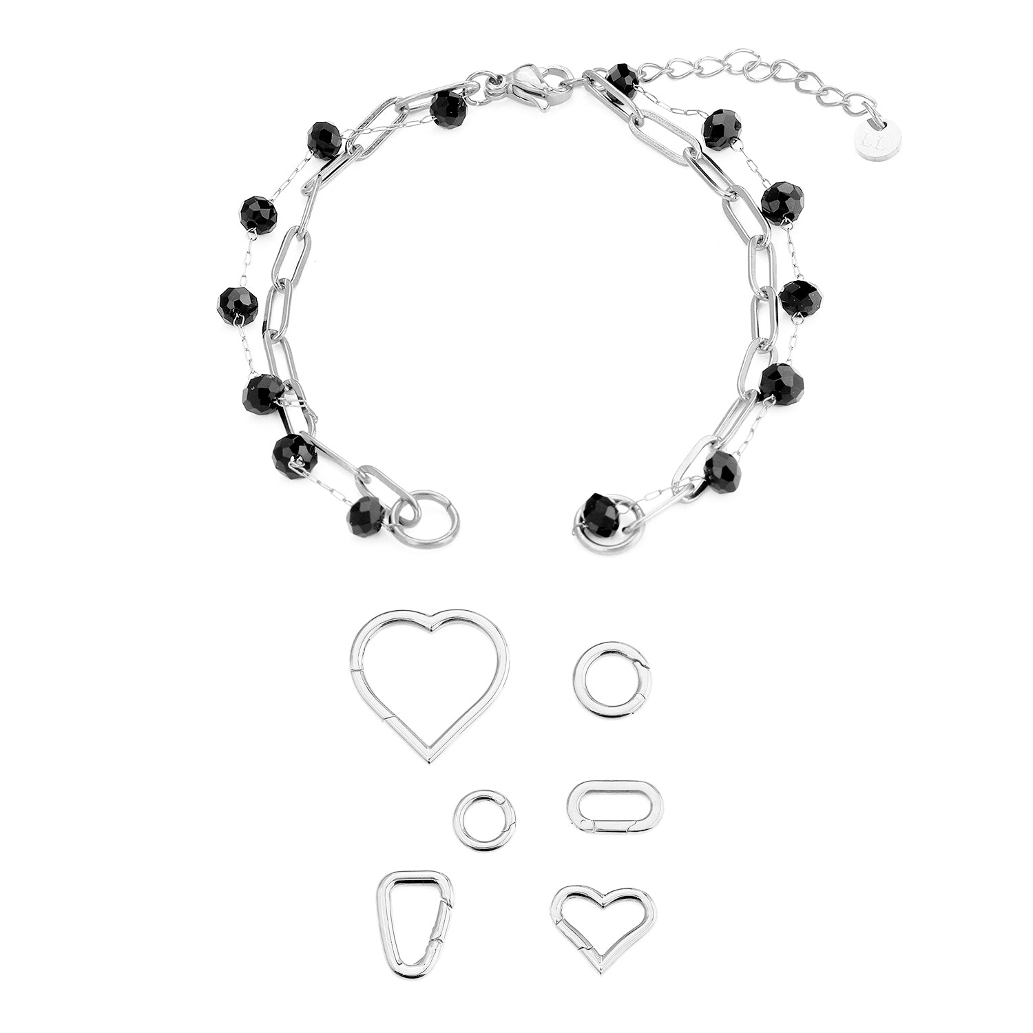 DYO Premium tweelaags armband zwart zilver - Desieradenconcurrent.nl