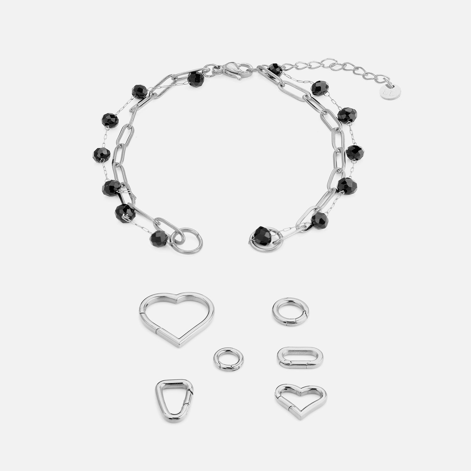 DYO Premium tweelaags armband zwart zilver - Desieradenconcurrent.nl