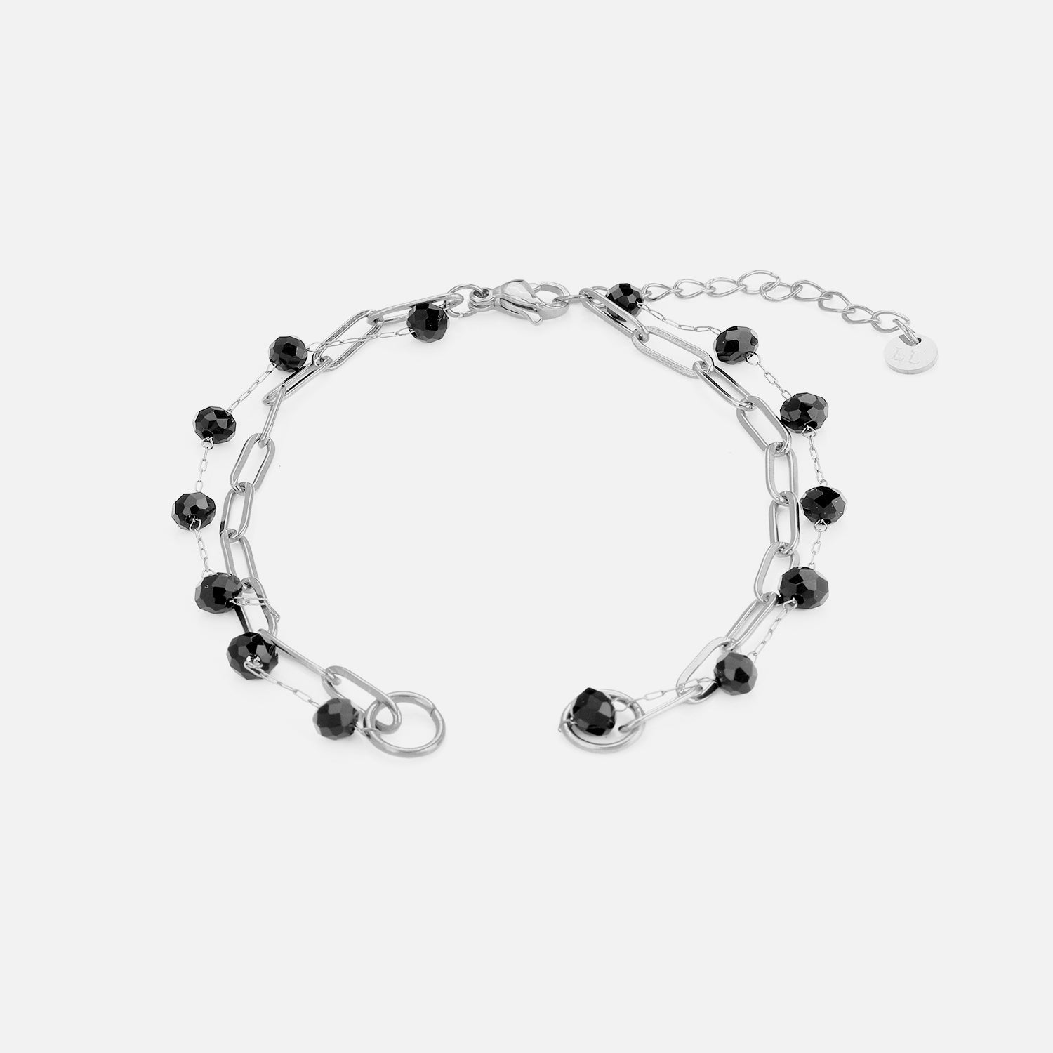 DYO Premium tweelaags armband zwart zilver - Desieradenconcurrent.nl