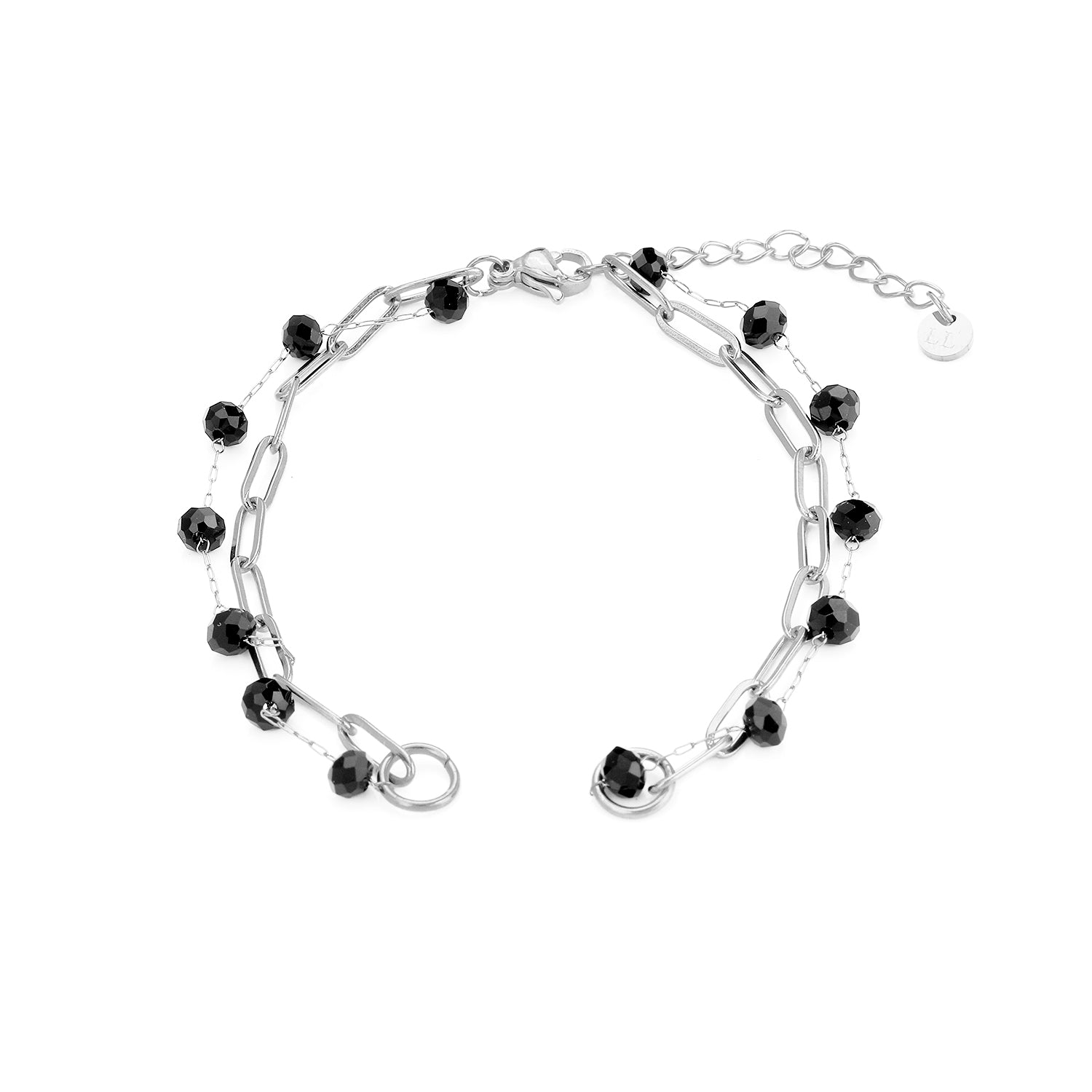DYO Premium tweelaags armband zwart zilver - Desieradenconcurrent.nl