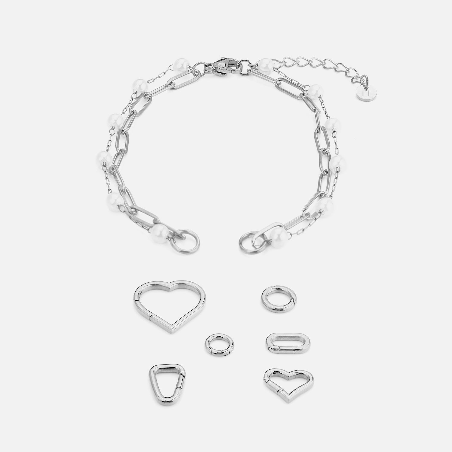 DYO Premium tweelaags parel armband zilver - Desieradenconcurrent.nl