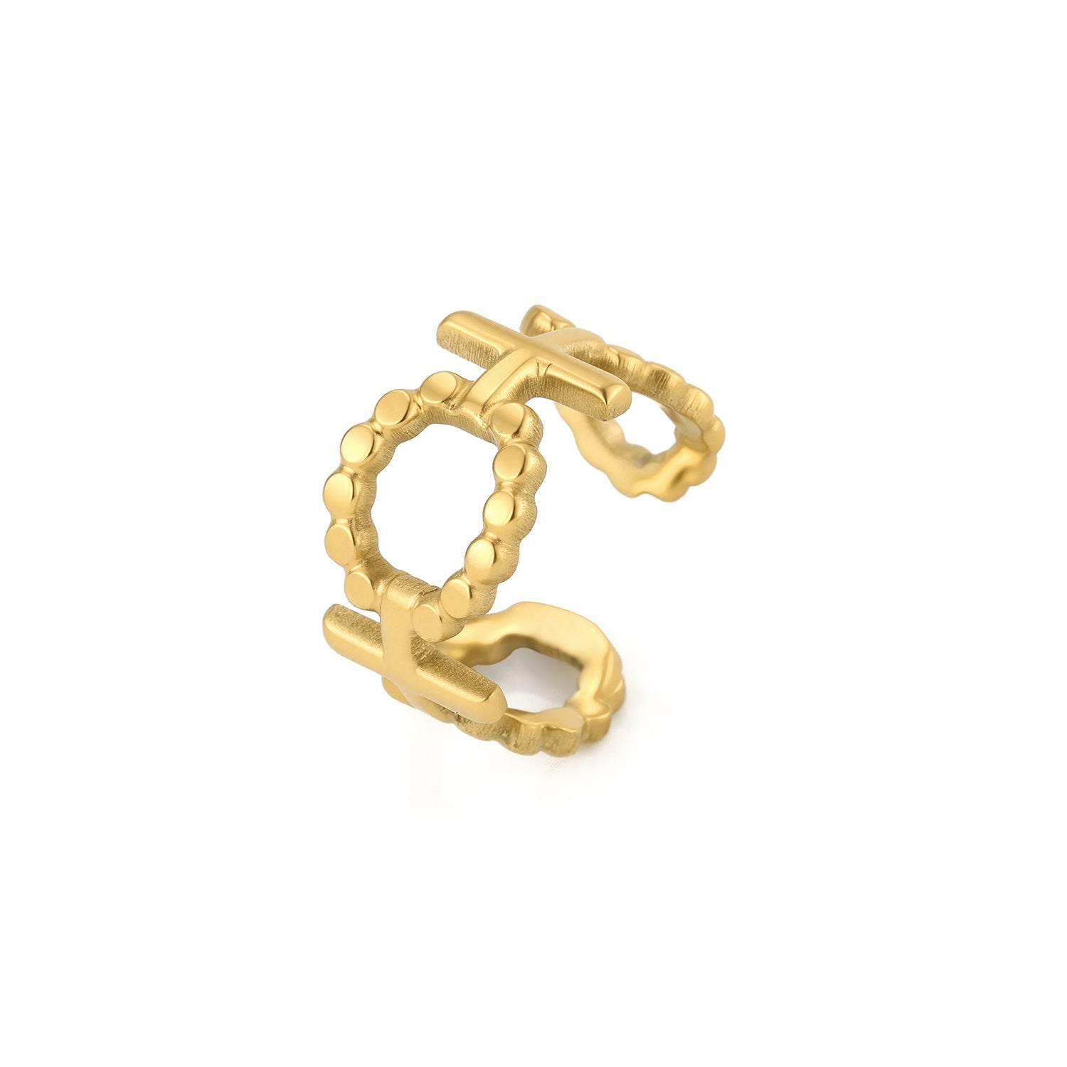 Ear cuff dubbel ringpatroon goud - Desieradenconcurrent.nl