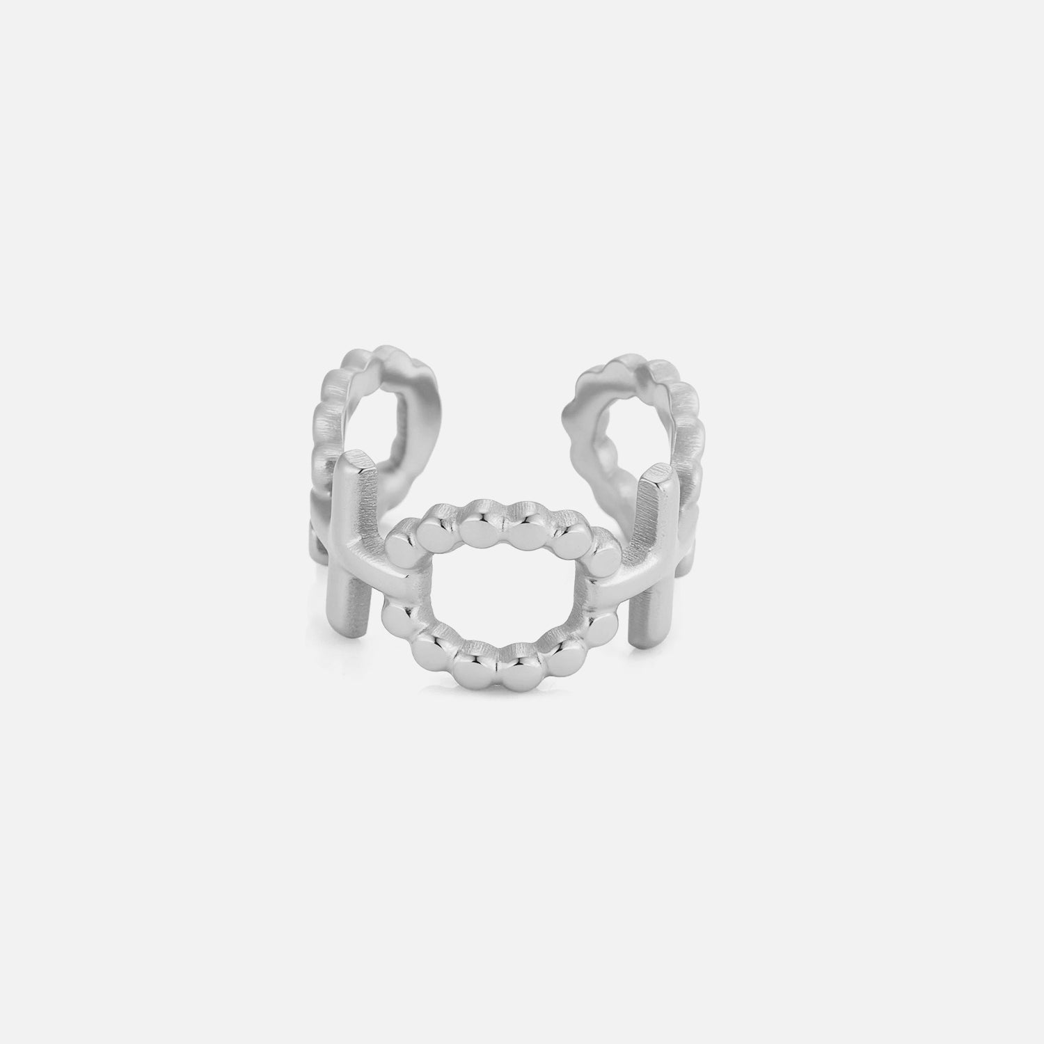 Ear cuff dubbel ringpatroon zilver - Desieradenconcurrent.nl