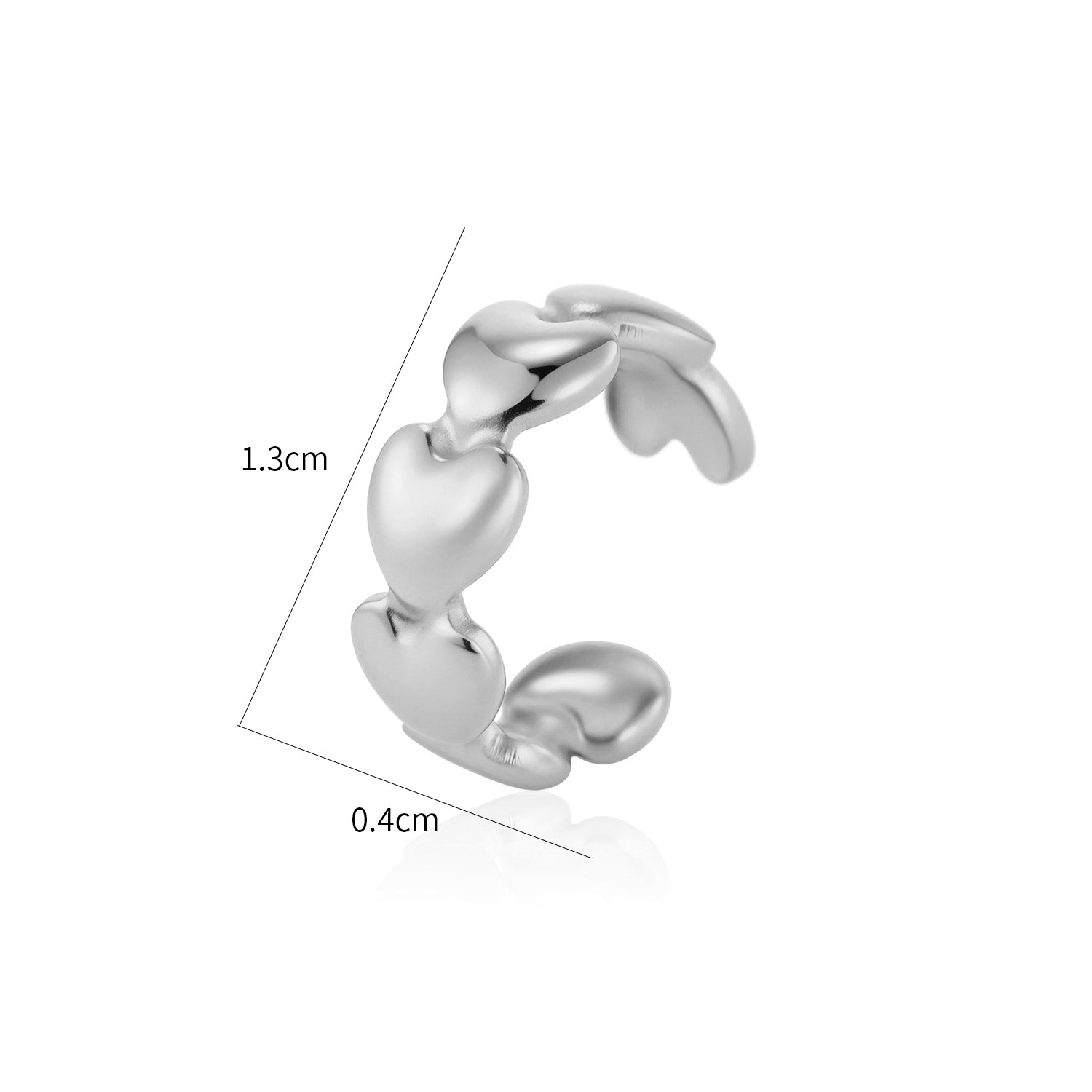 Ear cuff fancy hartjes zilver - Desieradenconcurrent.nl