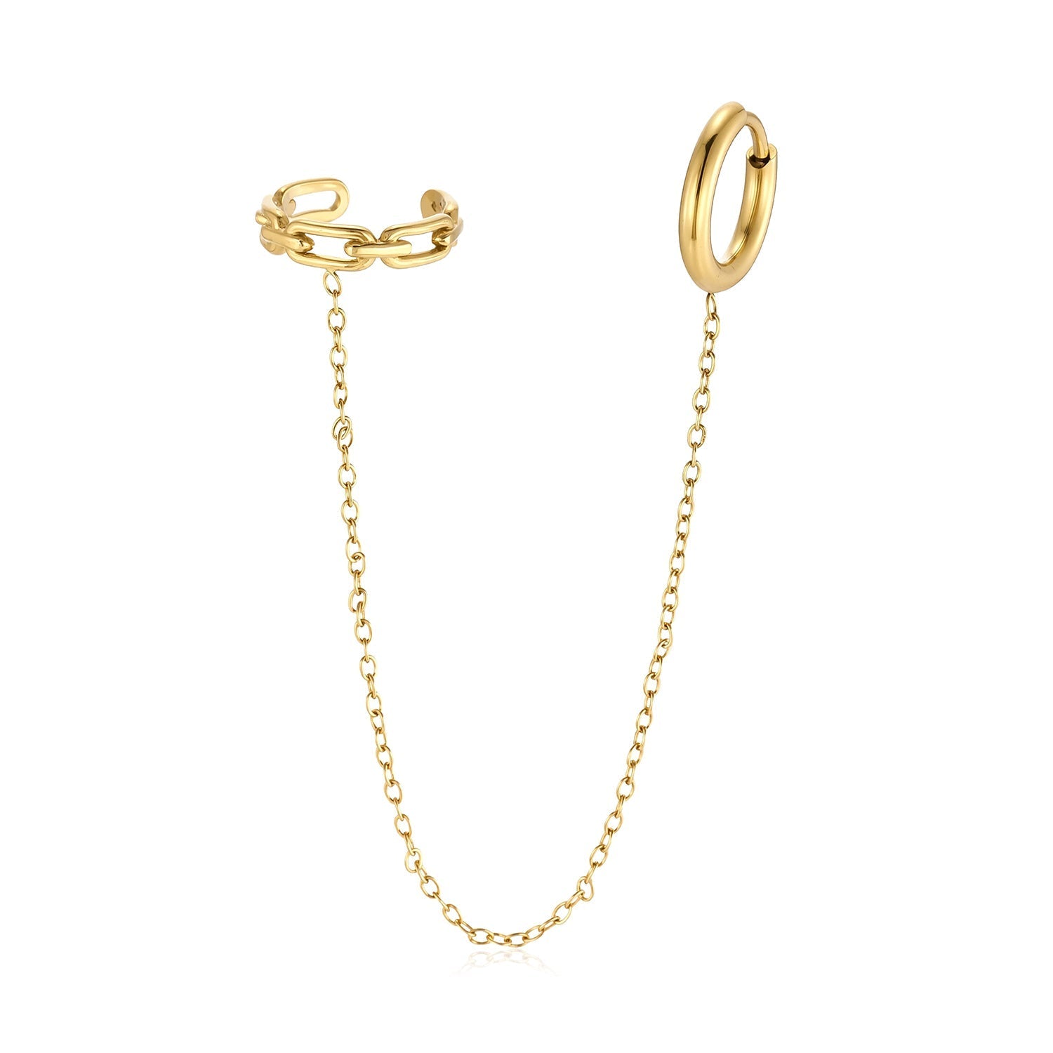 Ear Cuff ketting schakels goud - Desieradenconcurrent.nl