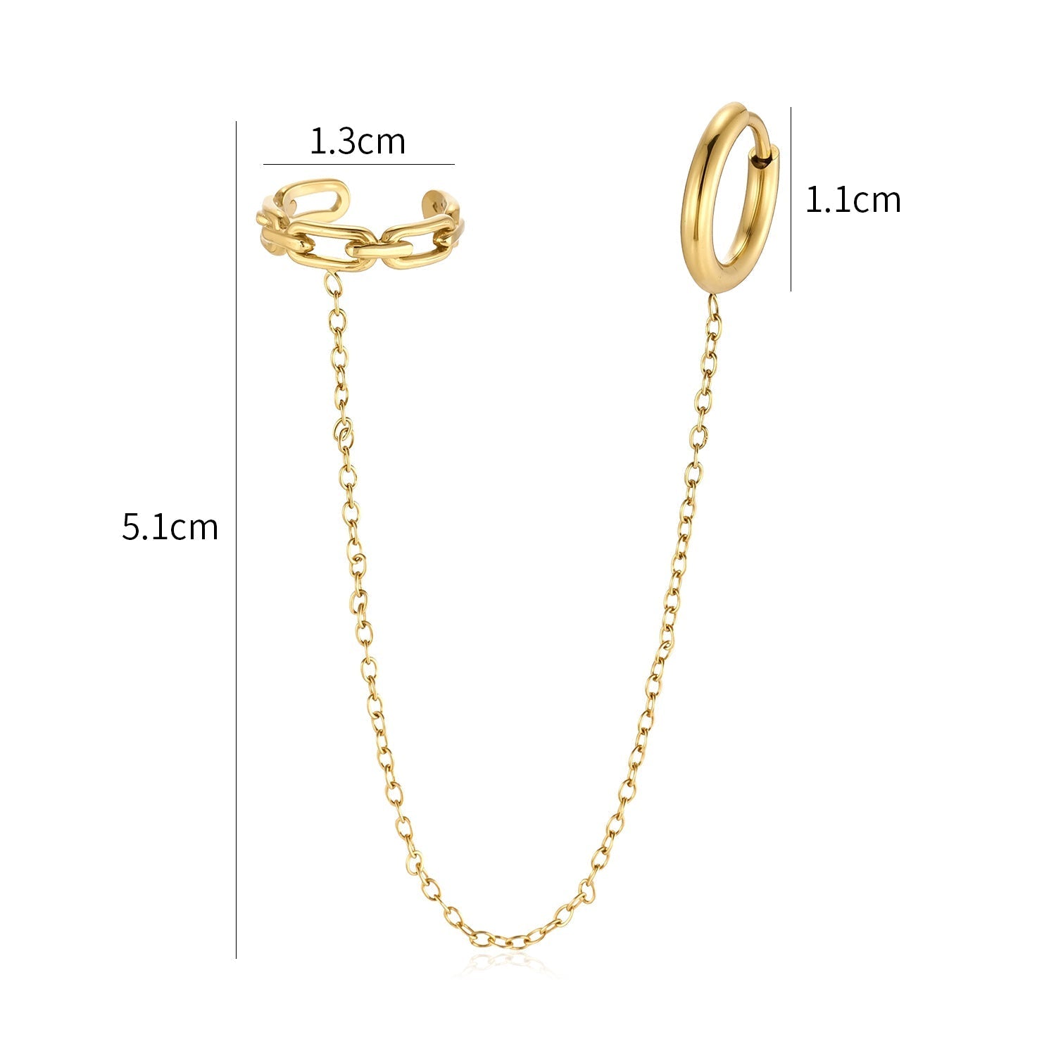 Ear Cuff ketting schakels goud - Desieradenconcurrent.nl