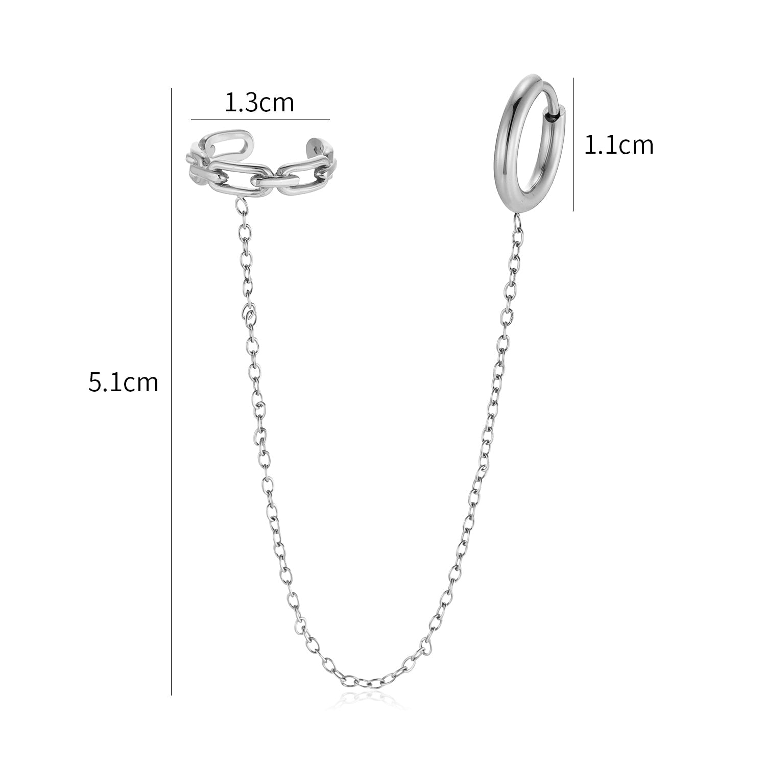 Ear Cuff ketting schakels zilver - Desieradenconcurrent.nl