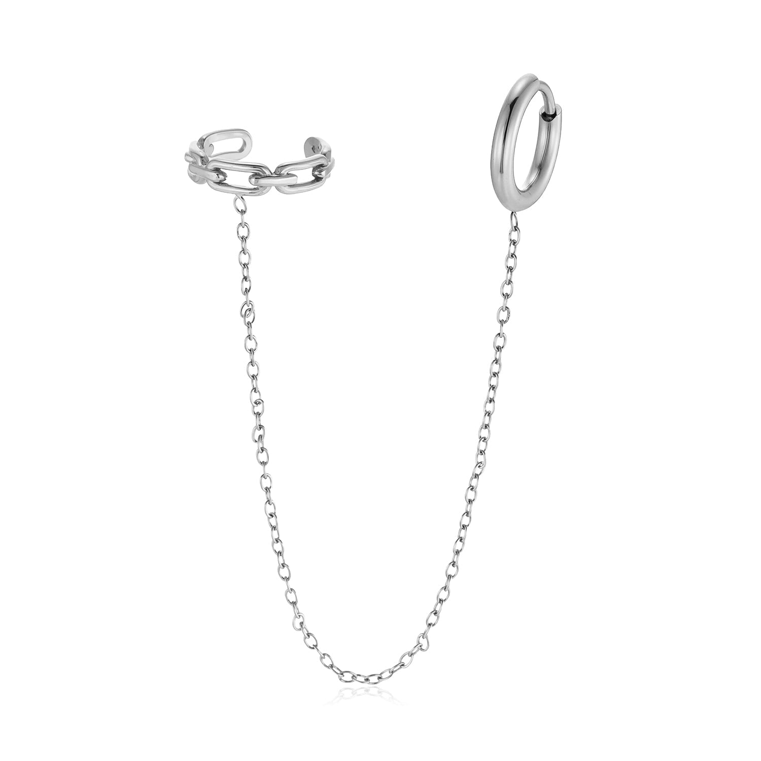 Ear Cuff ketting schakels zilver - Desieradenconcurrent.nl