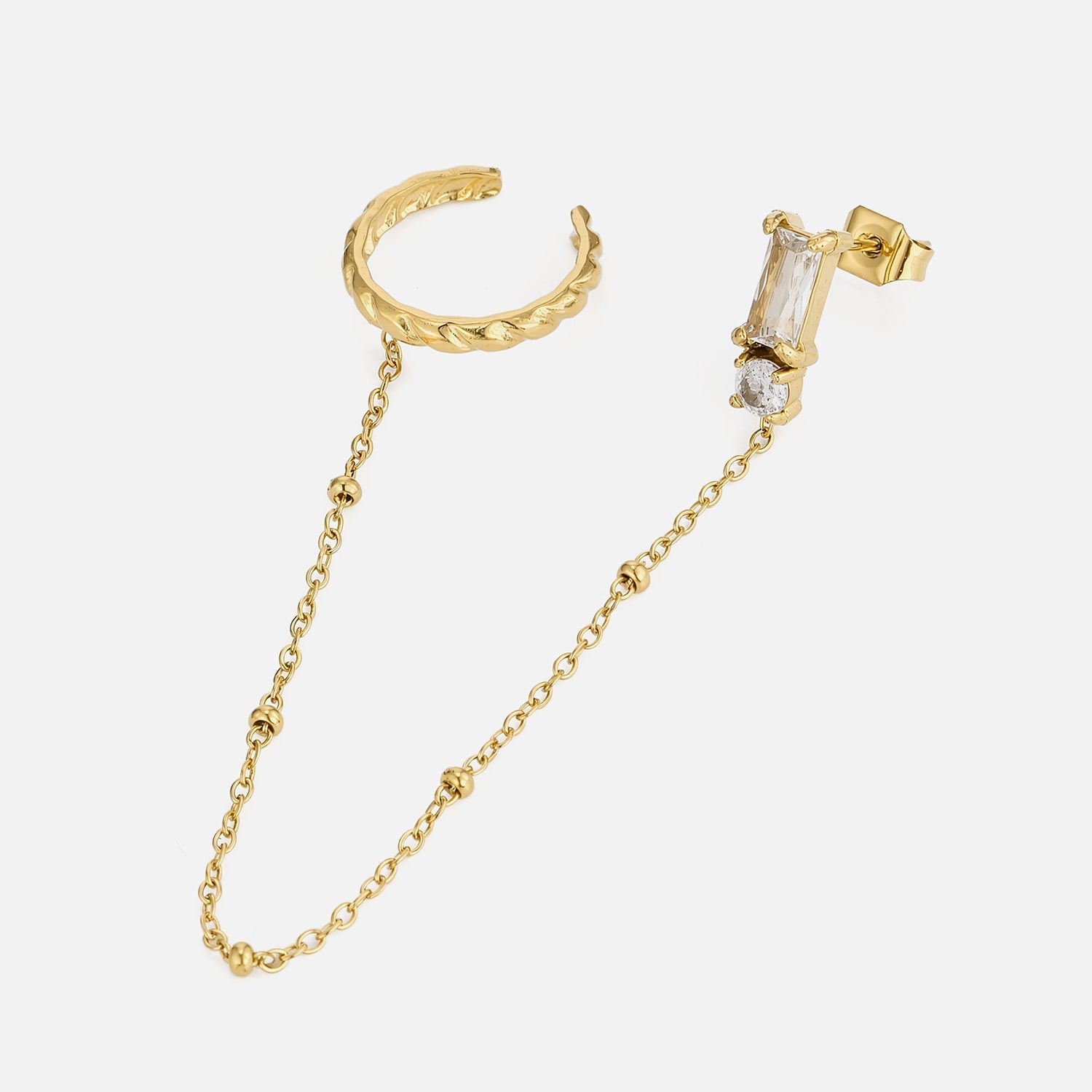 Ear Cuff ketting steentjes goud - Desieradenconcurrent.nl