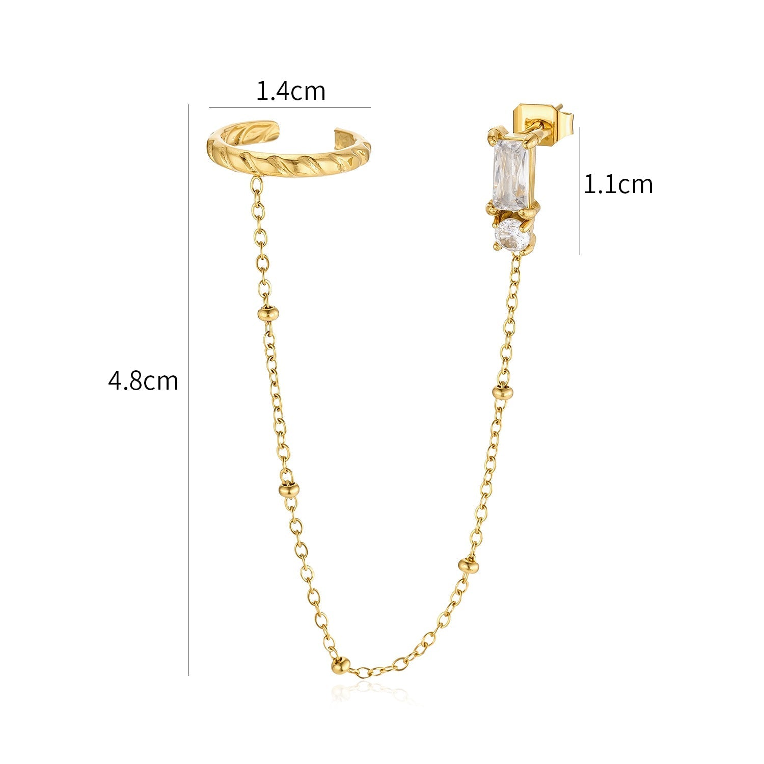 Ear Cuff ketting steentjes goud - Desieradenconcurrent.nl
