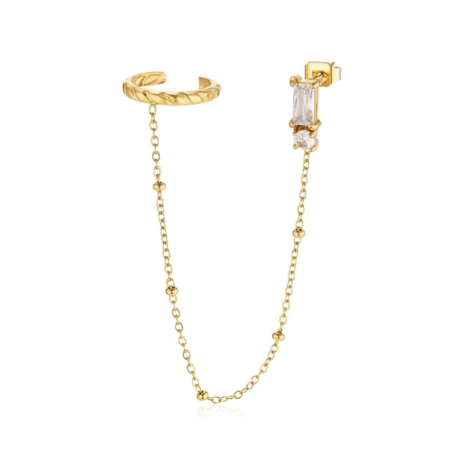 Ear Cuff ketting steentjes goud - Desieradenconcurrent.nl