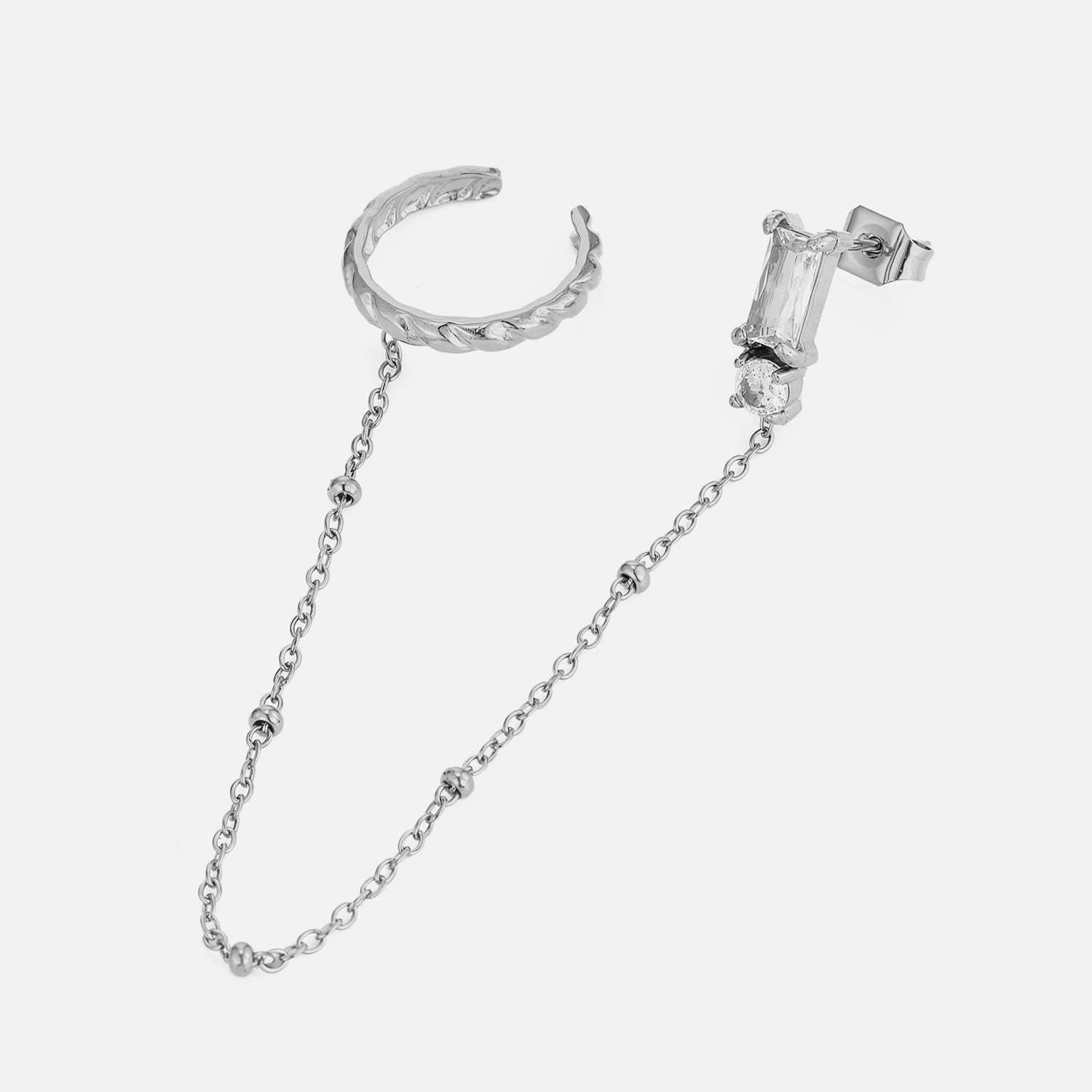 Ear Cuff ketting steentjes zilver - Desieradenconcurrent.nl