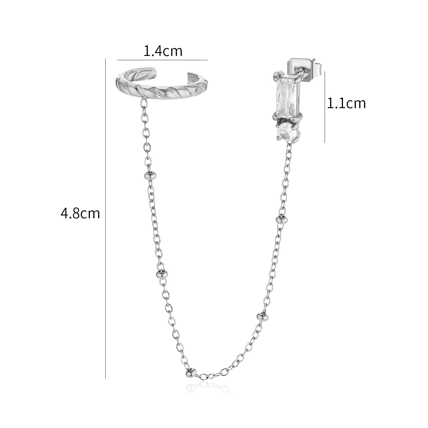 Ear Cuff ketting steentjes zilver - Desieradenconcurrent.nl