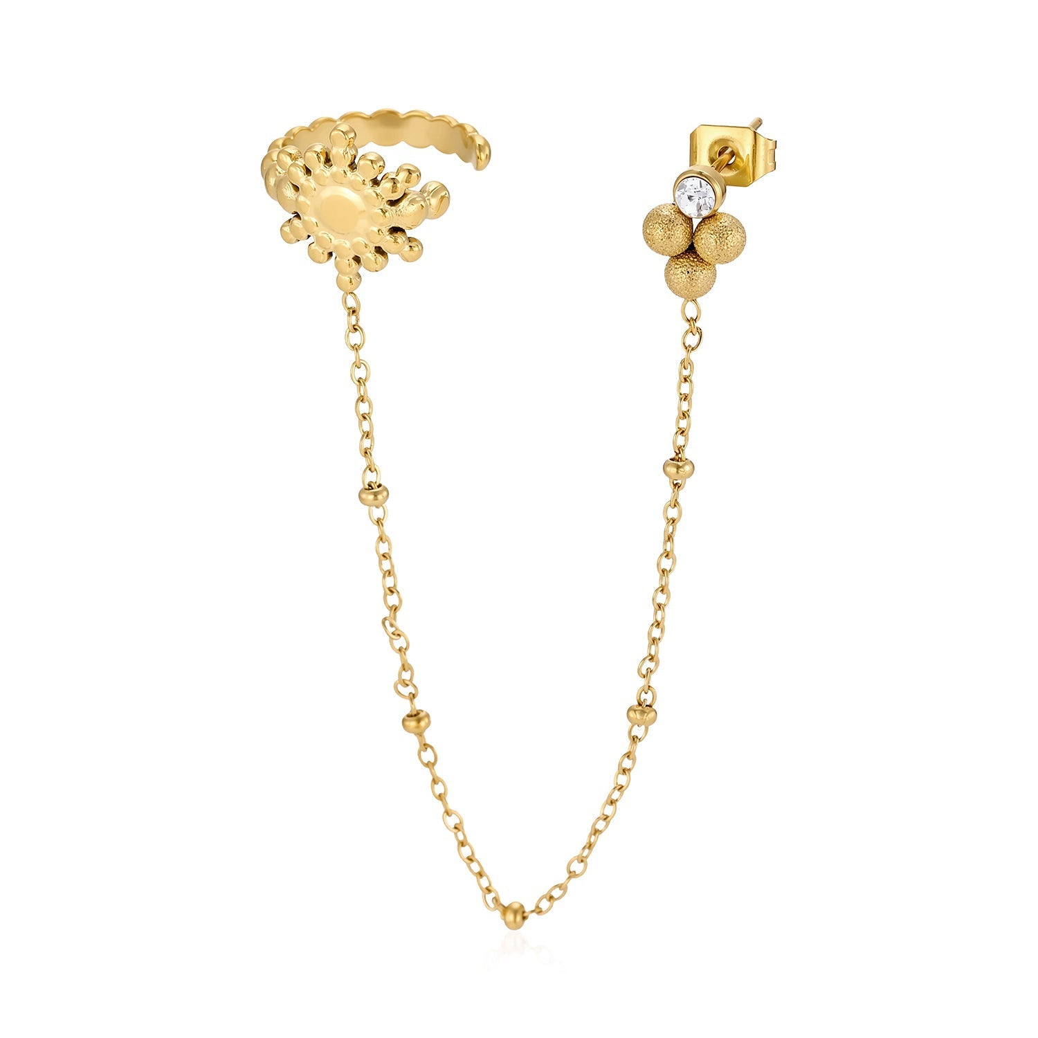 Ear Cuff ketting zon goud - Desieradenconcurrent.nl