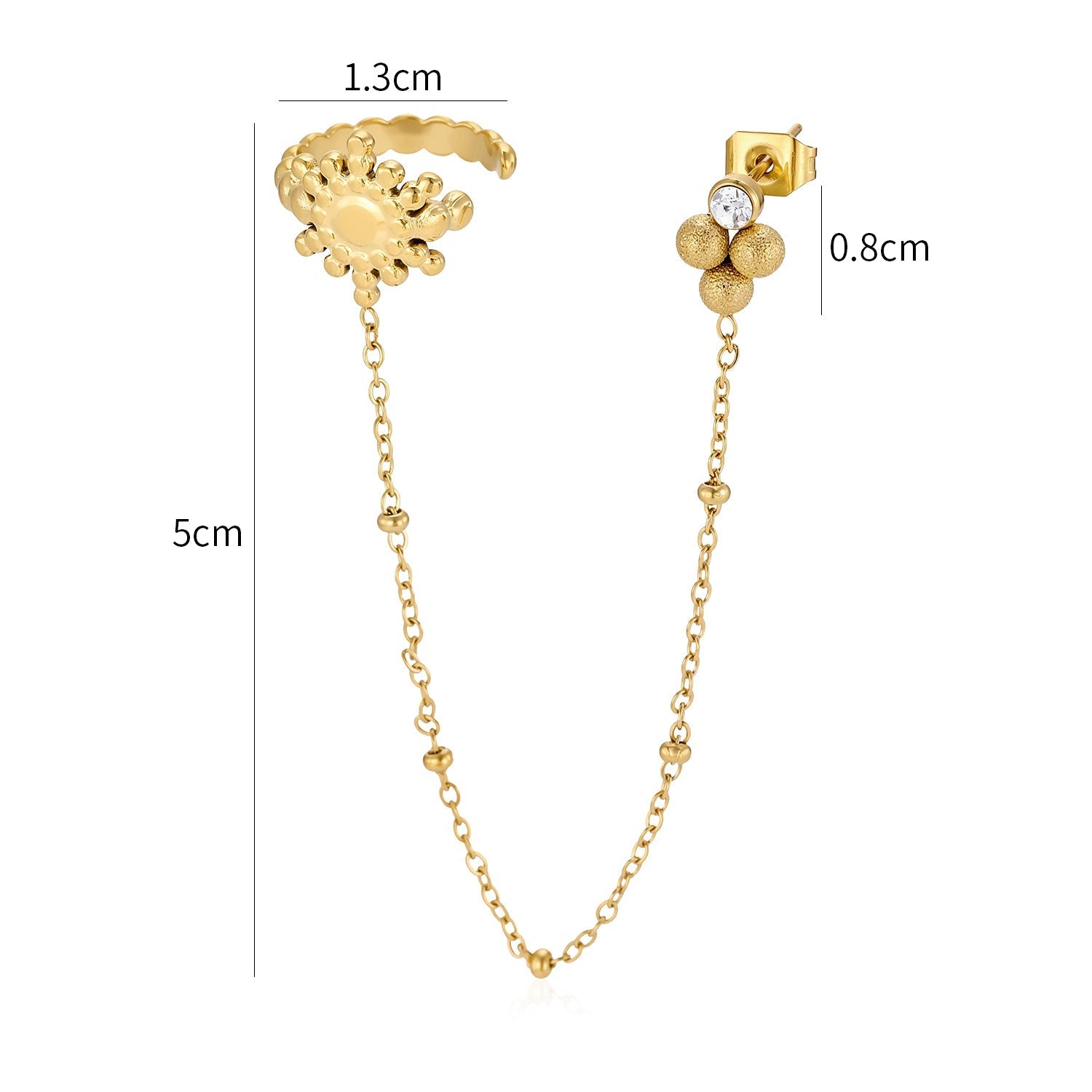 Ear Cuff ketting zon goud - Desieradenconcurrent.nl