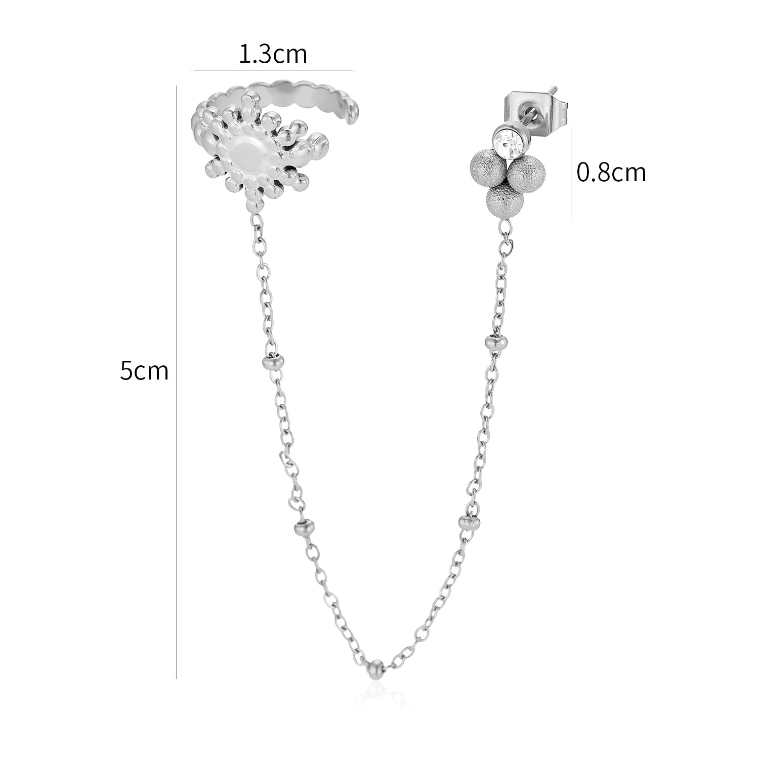 Ear Cuff ketting zon zilver - Desieradenconcurrent.nl