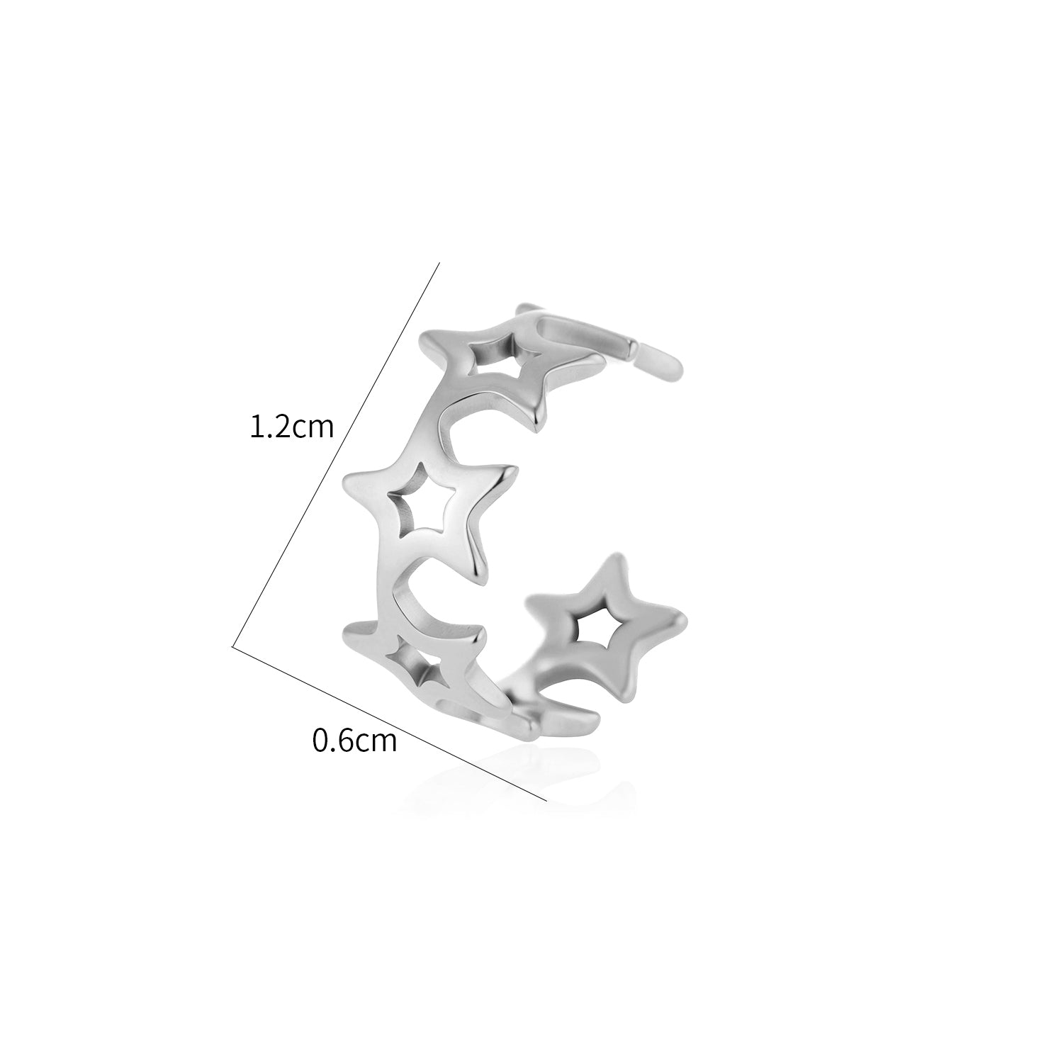 Ear cuff verbonden sterren zilver - Desieradenconcurrent.nl