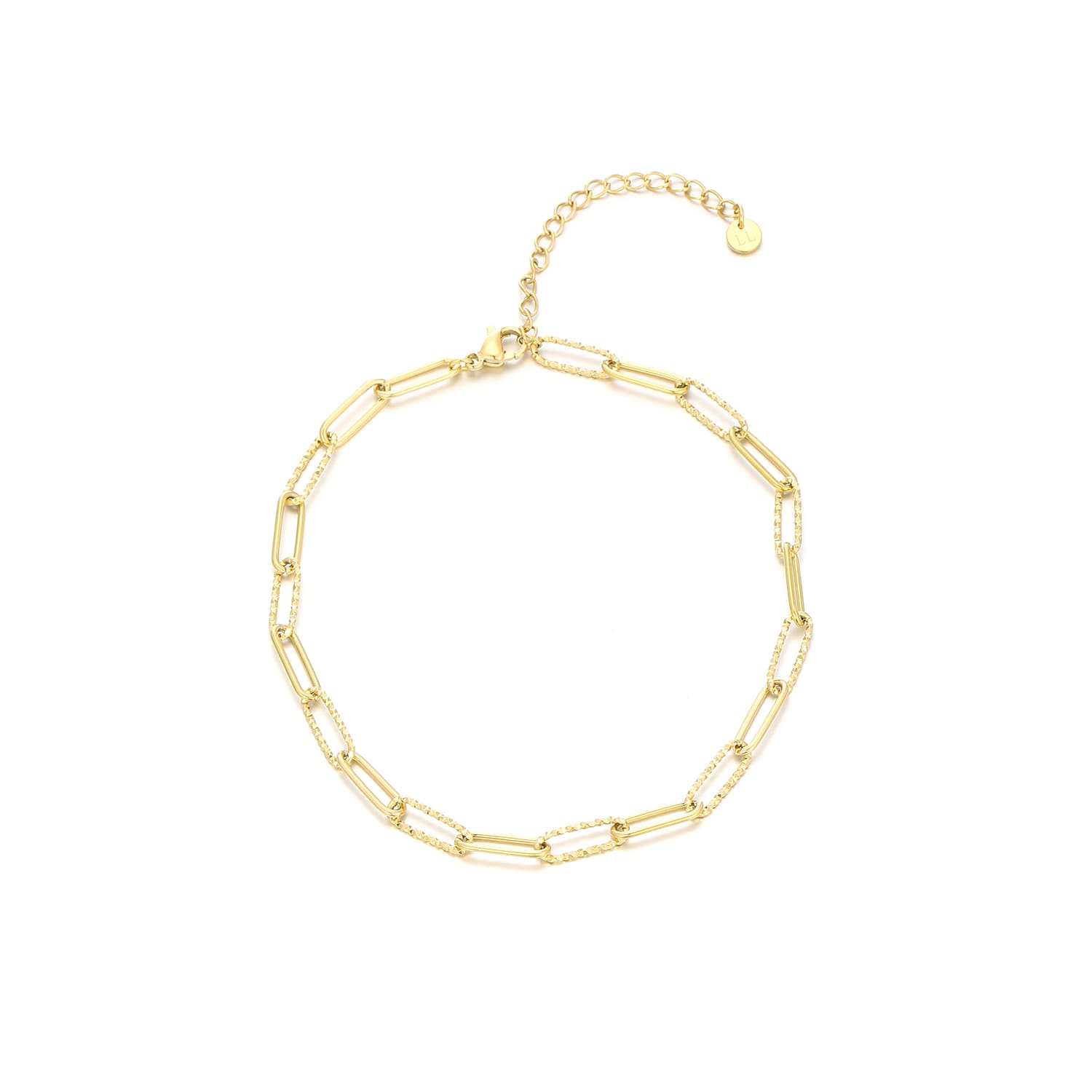 Enkelband fancy paperclip goud - Desieradenconcurrent.nl