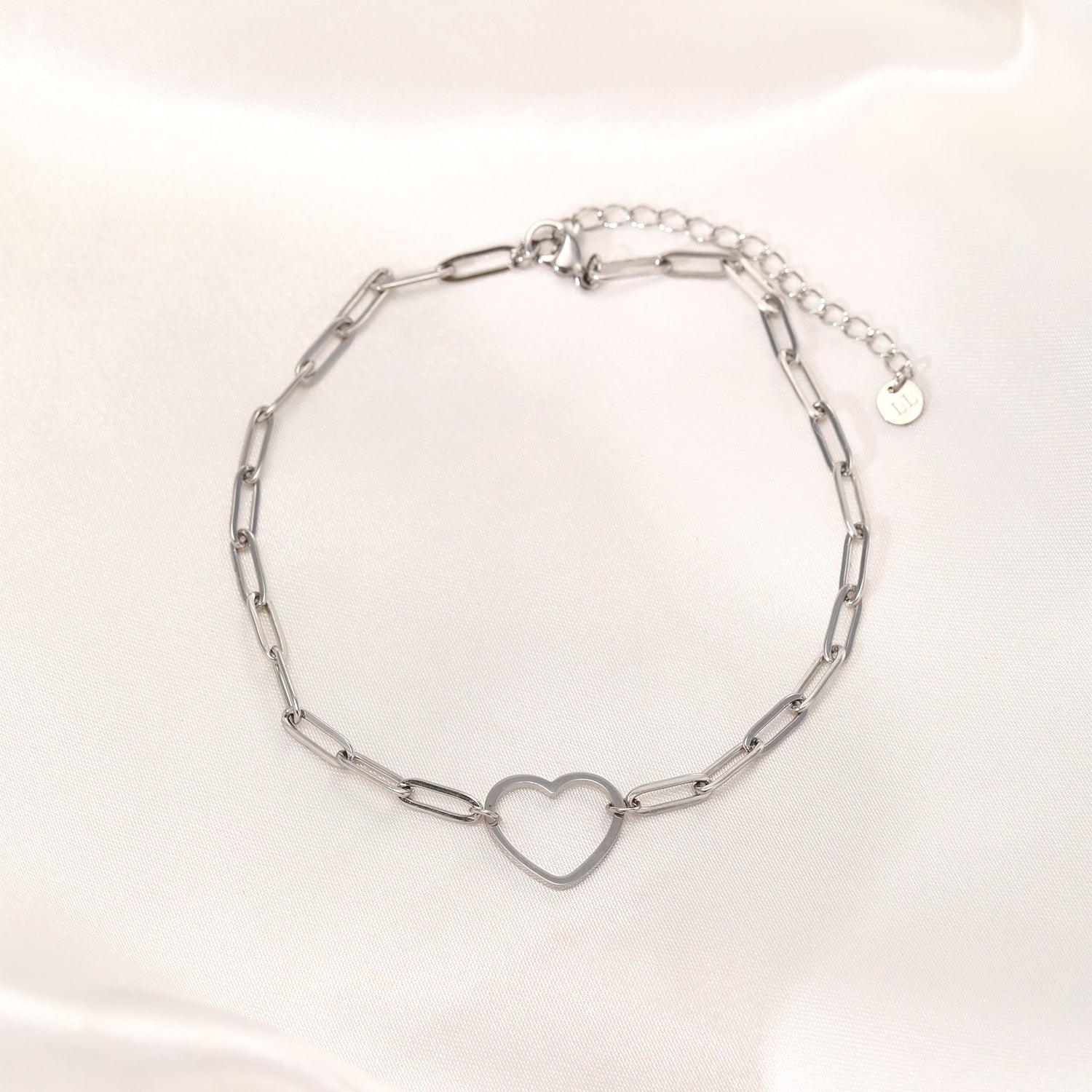 Enkelband grote hart zilver - Desieradenconcurrent.nl