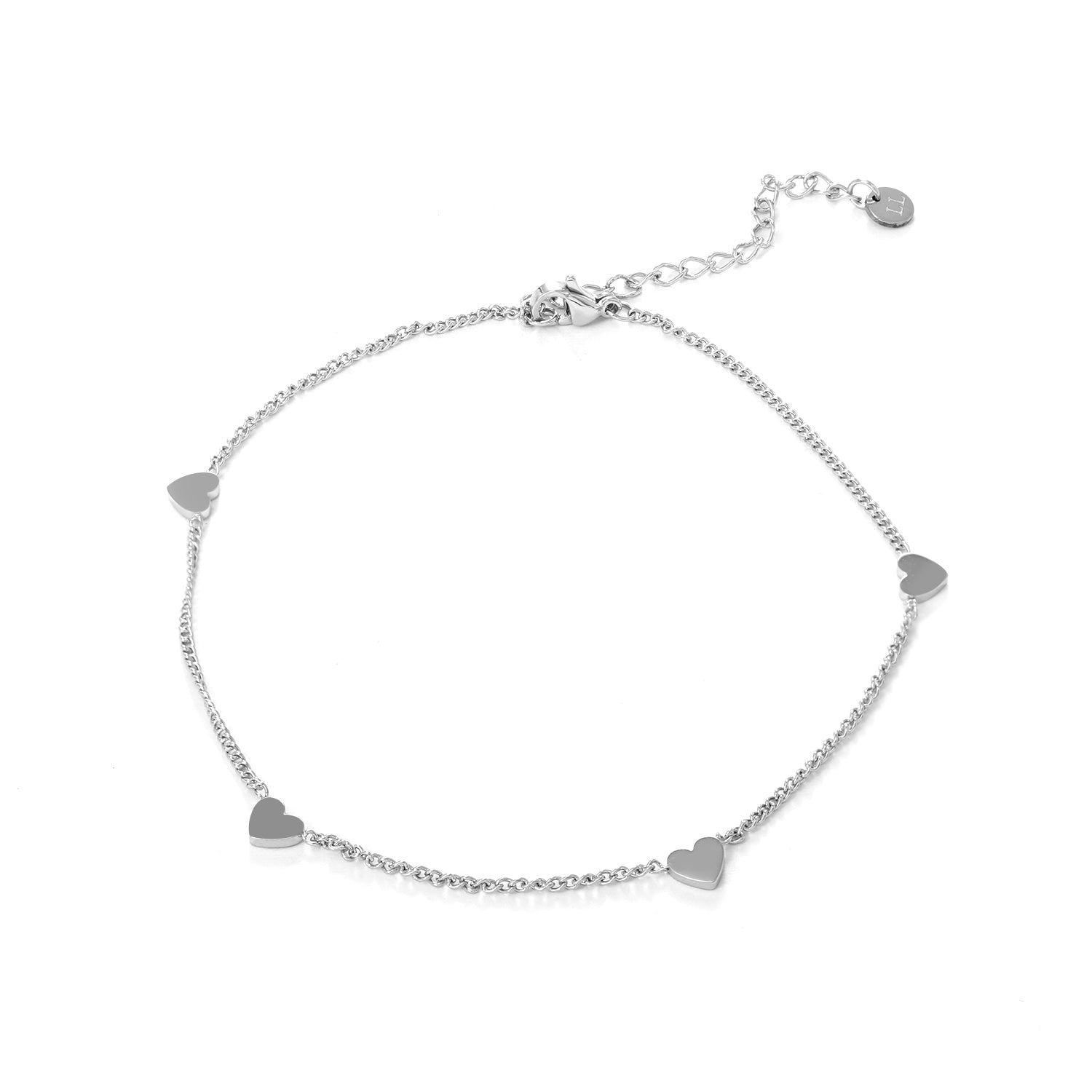 Enkelband hartjes zilver - Desieradenconcurrent.nl