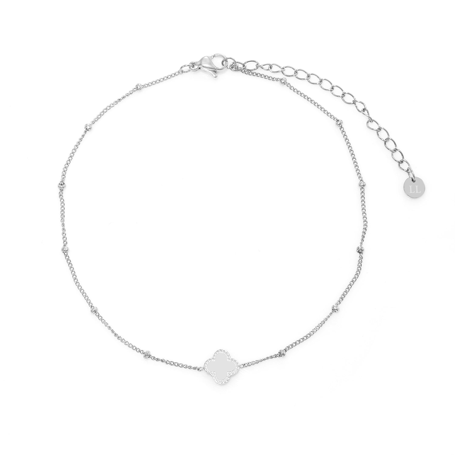 Enkelband klaver zilver - Desieradenconcurrent.nl