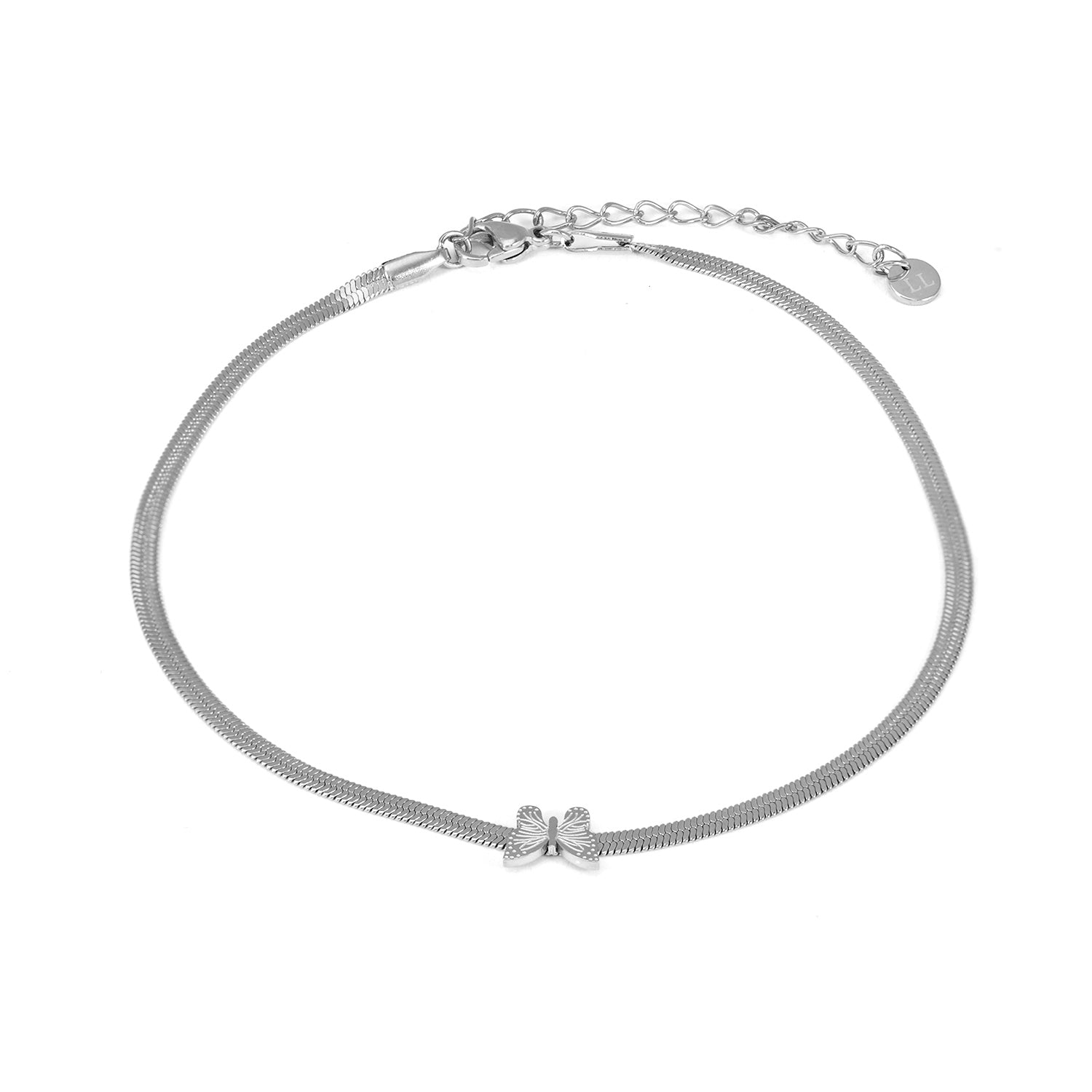 Enkelband plat vlinder zilver - Desieradenconcurrent.nl