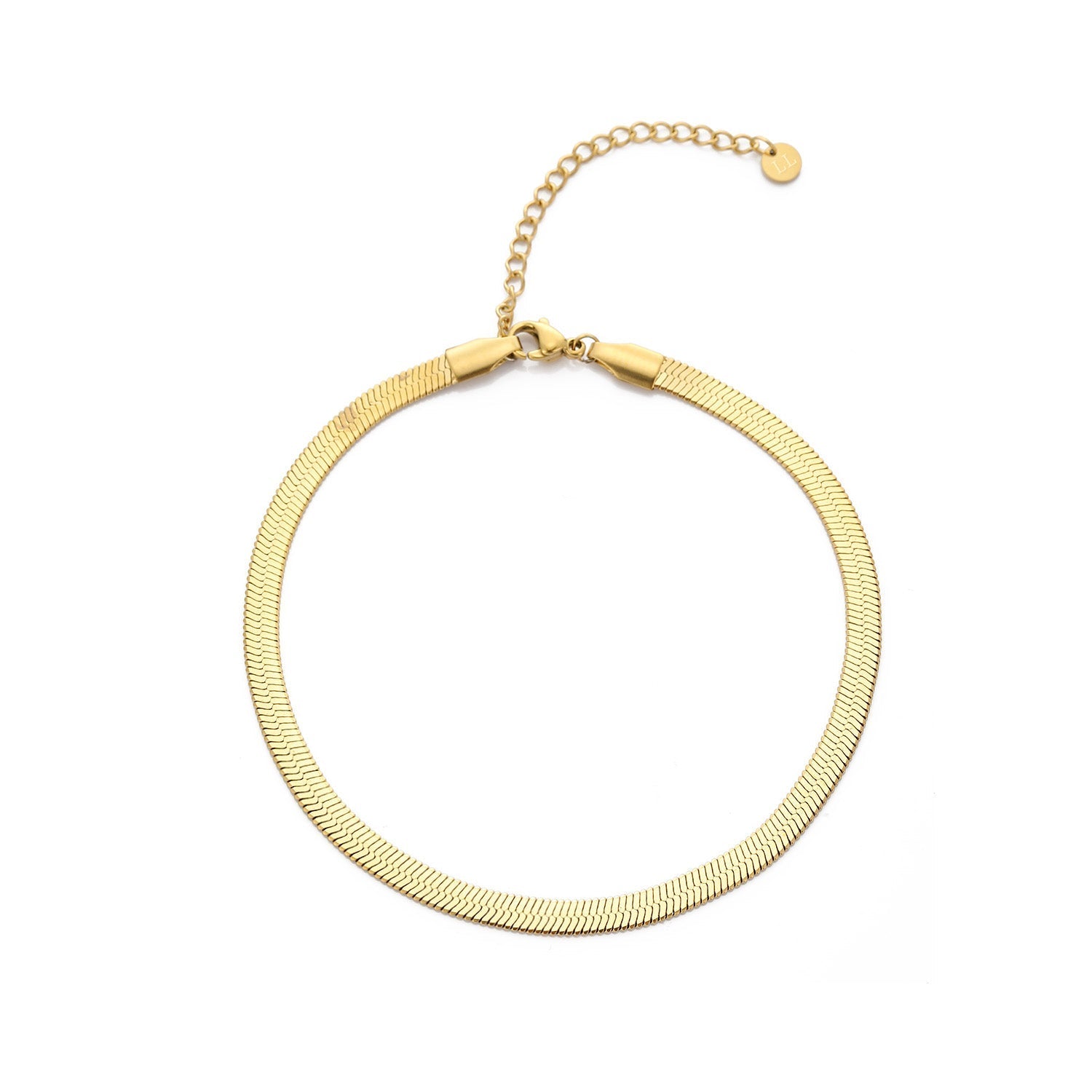 Enkelband platte schakel 4mm goud - Desieradenconcurrent.nl