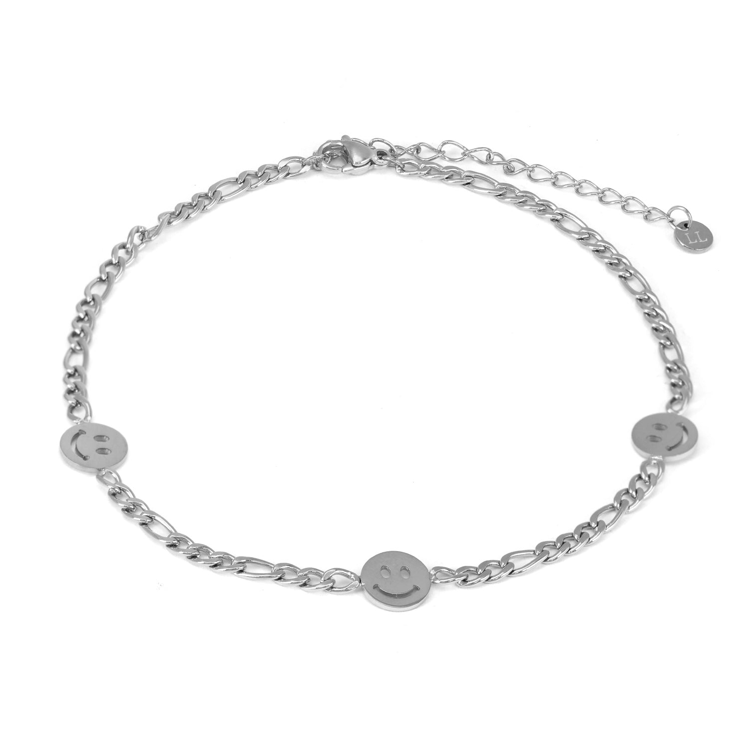 Enkelband smiley zilver - Desieradenconcurrent.nl