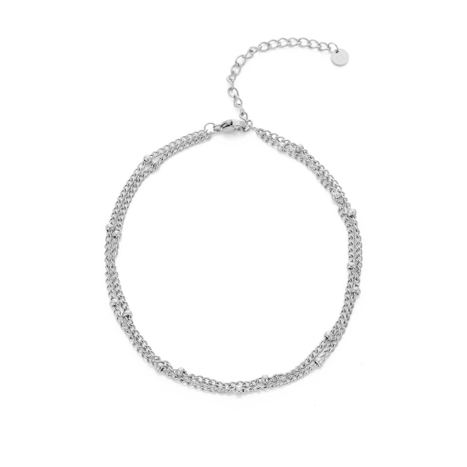 Enkelband tweelaags dikke balletjes zilver - Desieradenconcurrent.nl