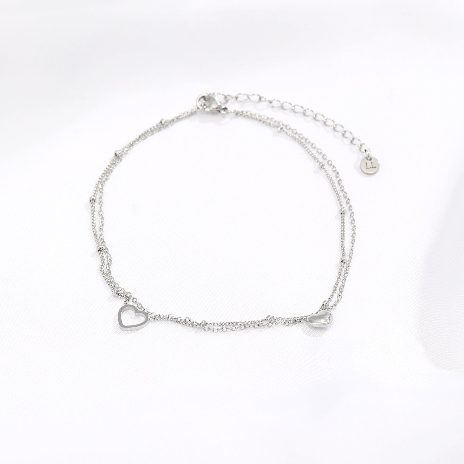 Enkelband tweelaags hart zilver - Desieradenconcurrent.nl