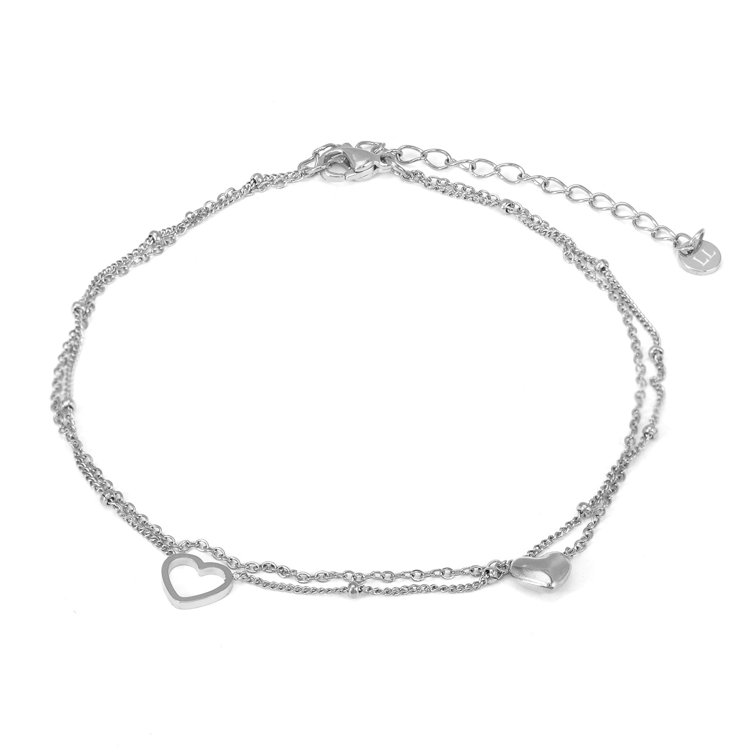 Enkelband tweelaags hart zilver - Desieradenconcurrent.nl