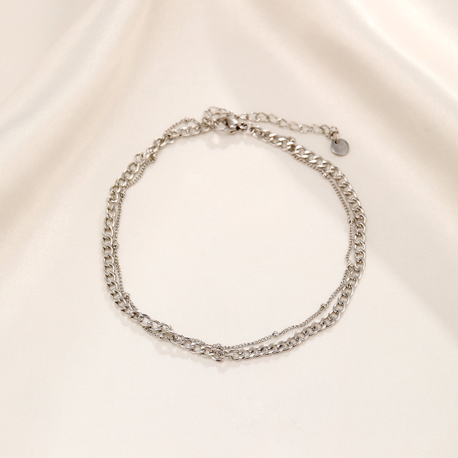 Enkelband tweelaags schakel zilver - Desieradenconcurrent.nl