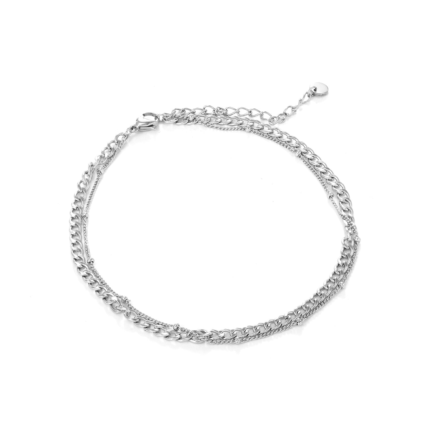 Enkelband tweelaags schakel zilver - Desieradenconcurrent.nl