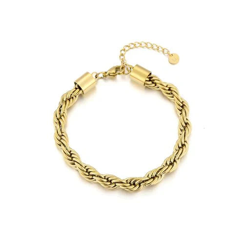 Gedraaide armband 6mm goud - Desieradenconcurrent.nl