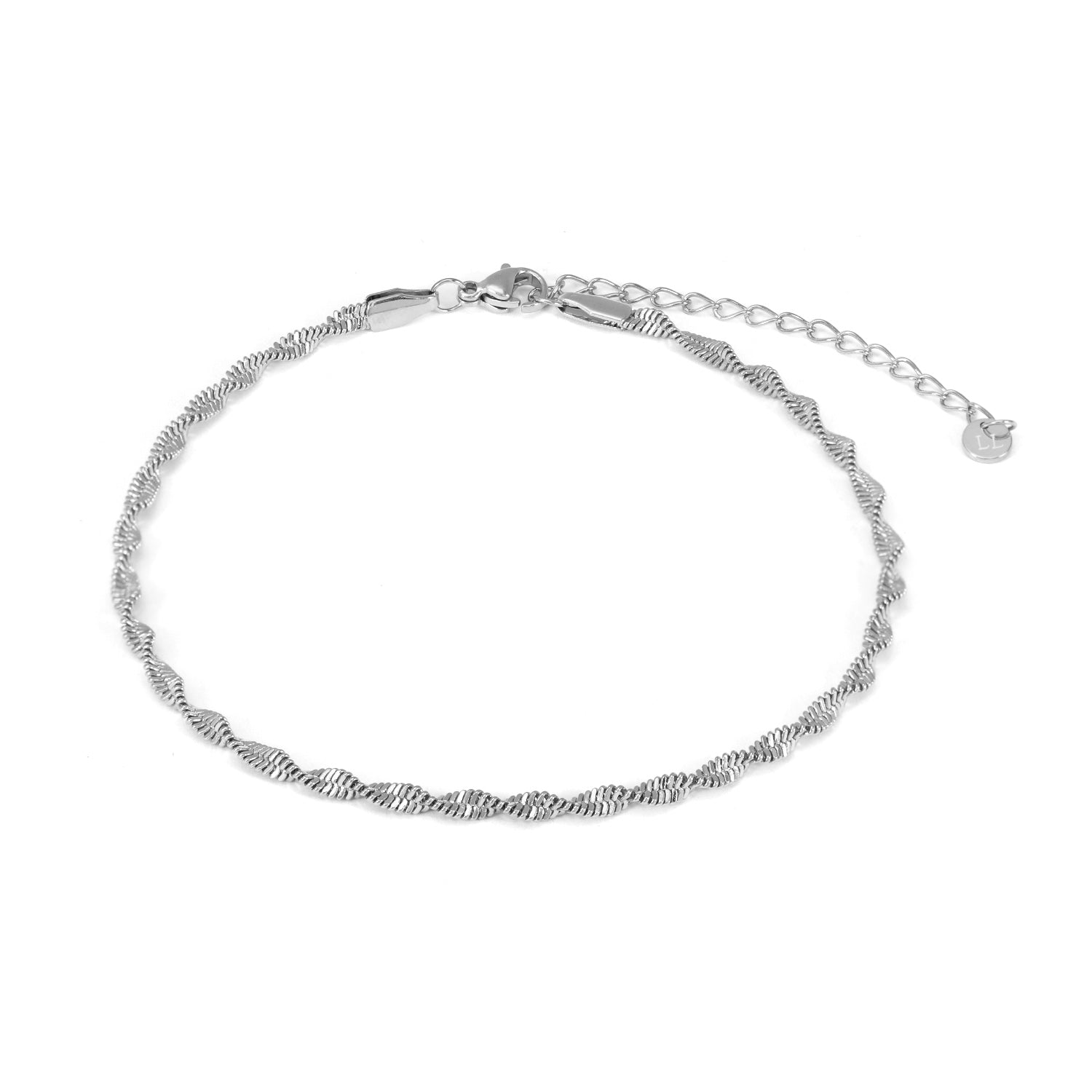 Gedraaide enkelband zilver - Desieradenconcurrent.nl