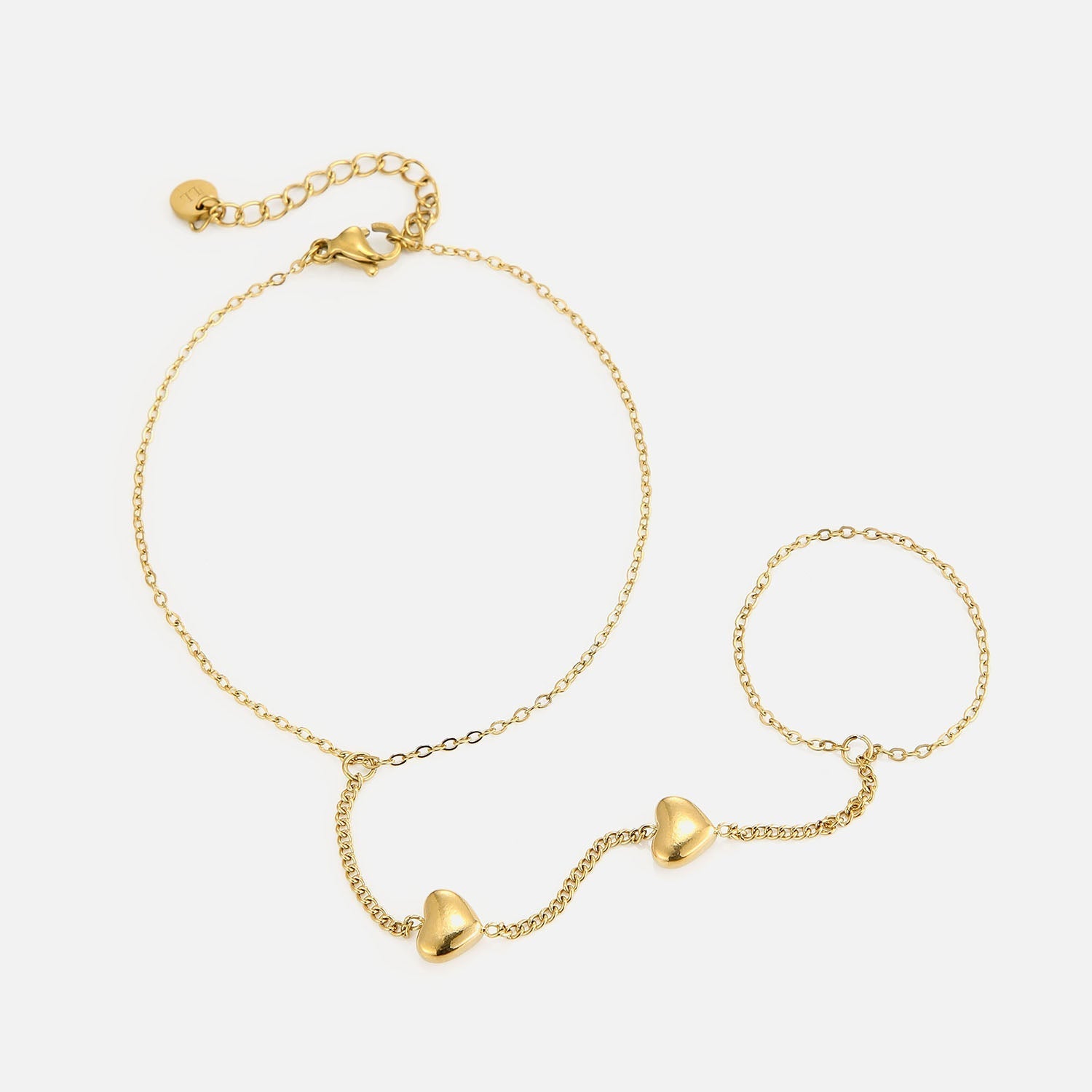 Hand Chain hartjes goud - Desieradenconcurrent.nl