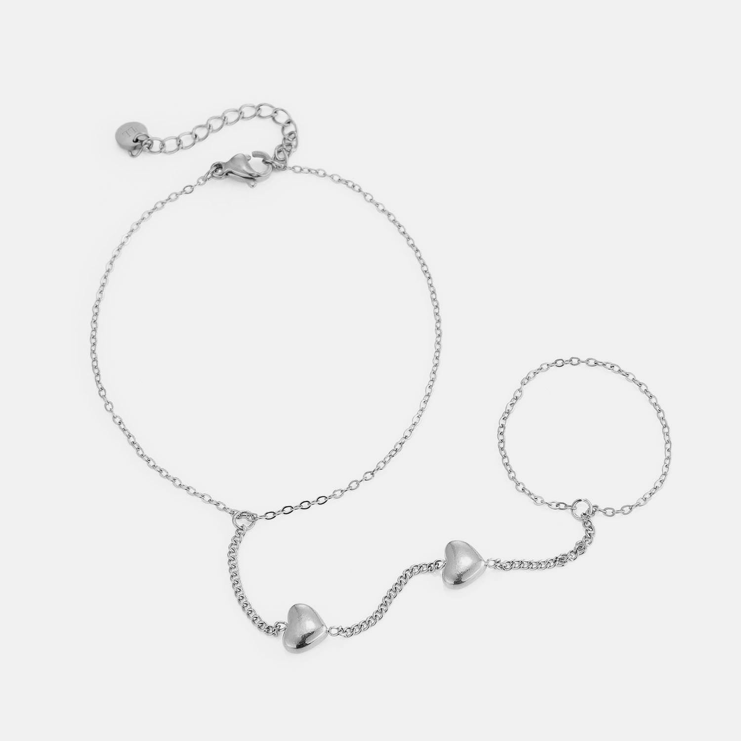 Hand Chain hartjes zilver - Desieradenconcurrent.nl