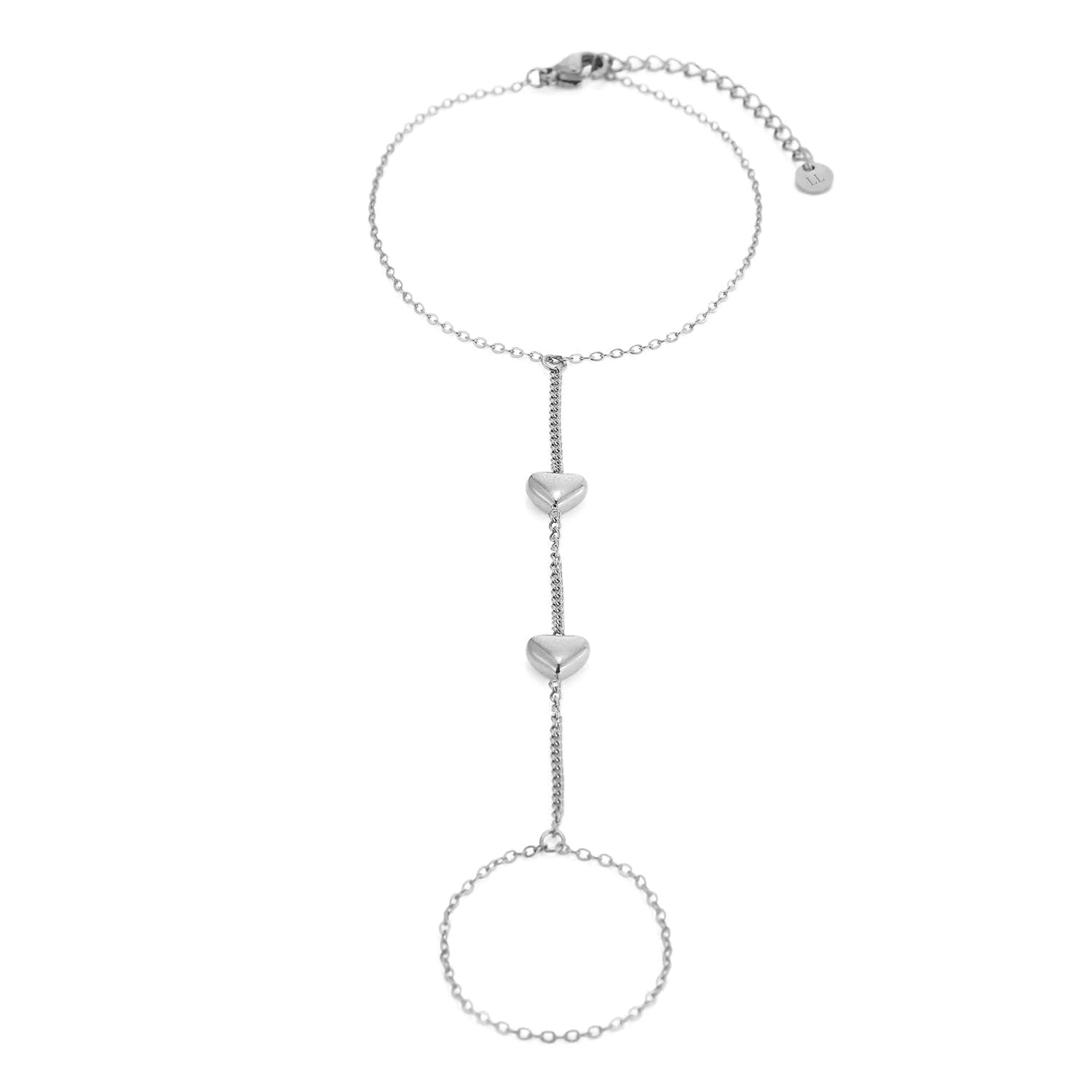 Hand Chain hartjes zilver - Desieradenconcurrent.nl