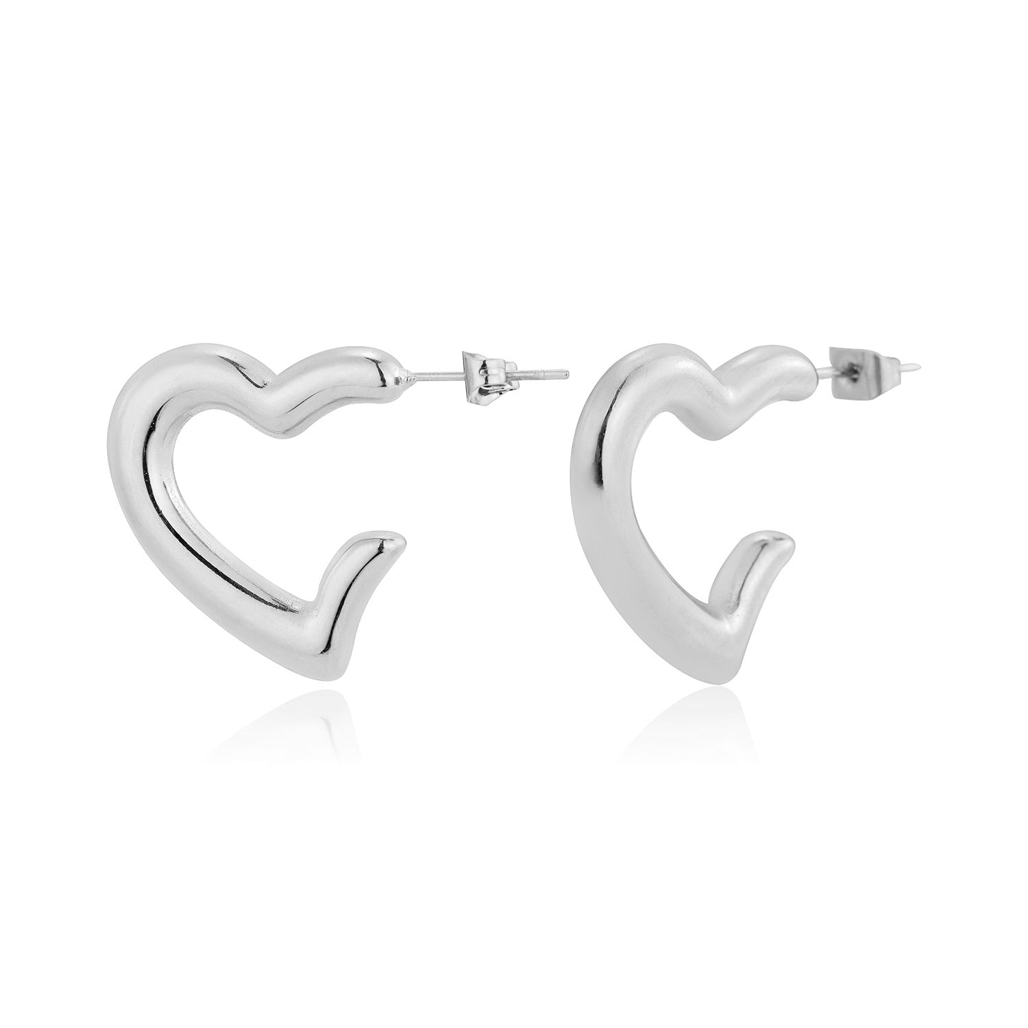 Hoops gevormd hart zilver - Desieradenconcurrent.nl