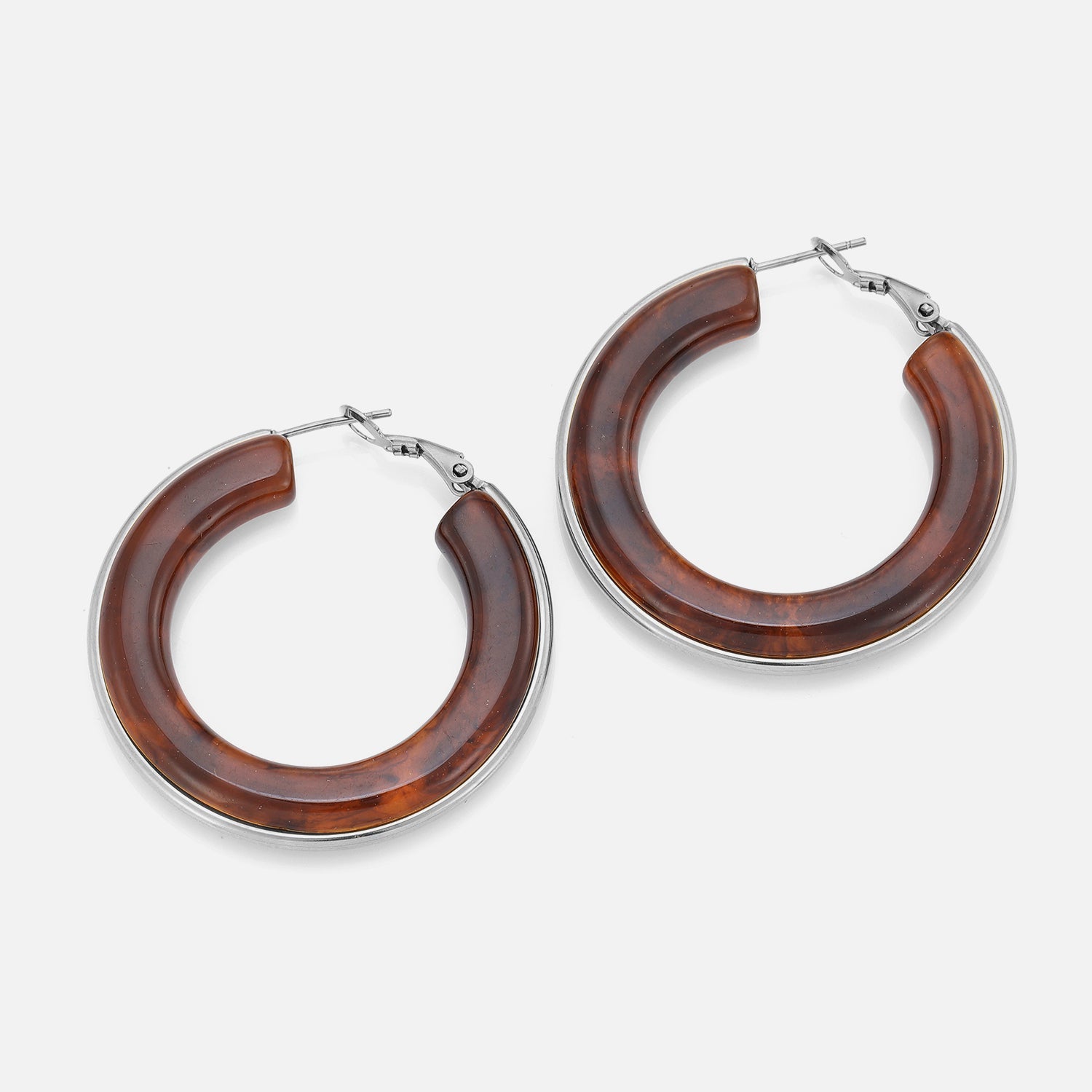 Hoops groot bruin zilver - Desieradenconcurrent.nl