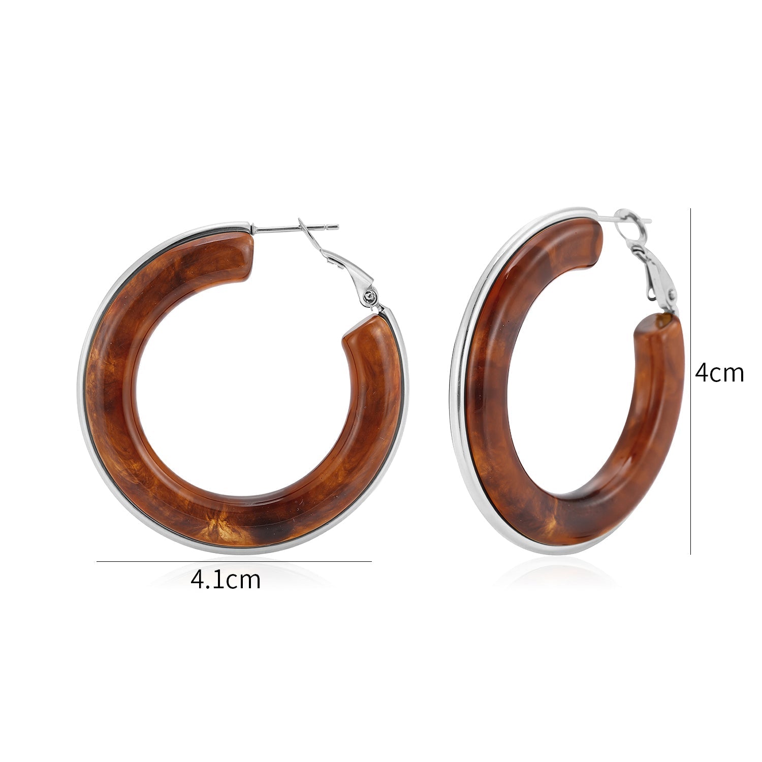 Hoops groot bruin zilver - Desieradenconcurrent.nl