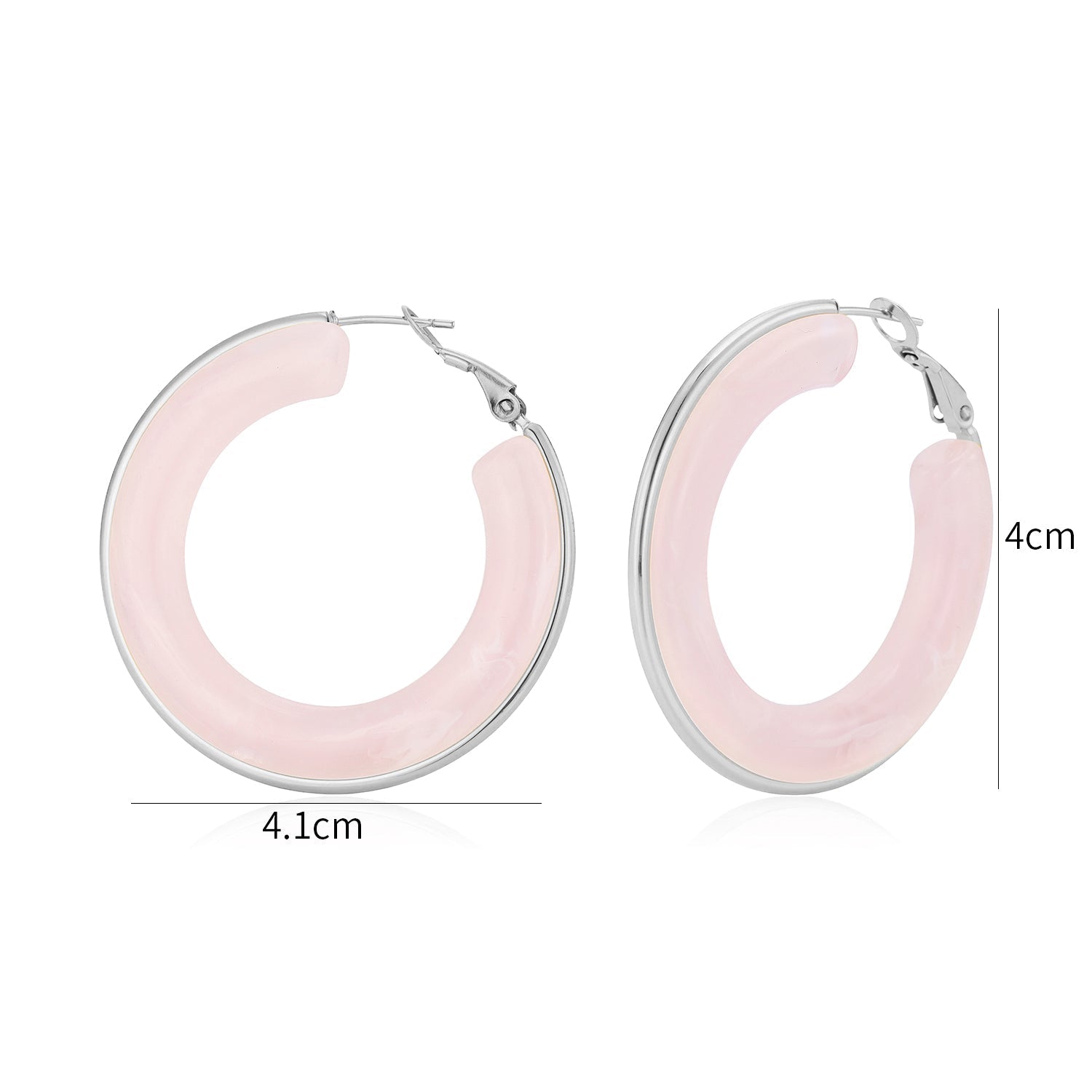 Hoops groot roze zilver - Desieradenconcurrent.nl