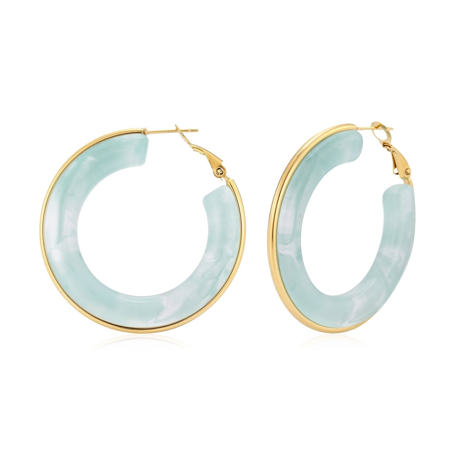 Hoops groot turquoise goud - Desieradenconcurrent.nl