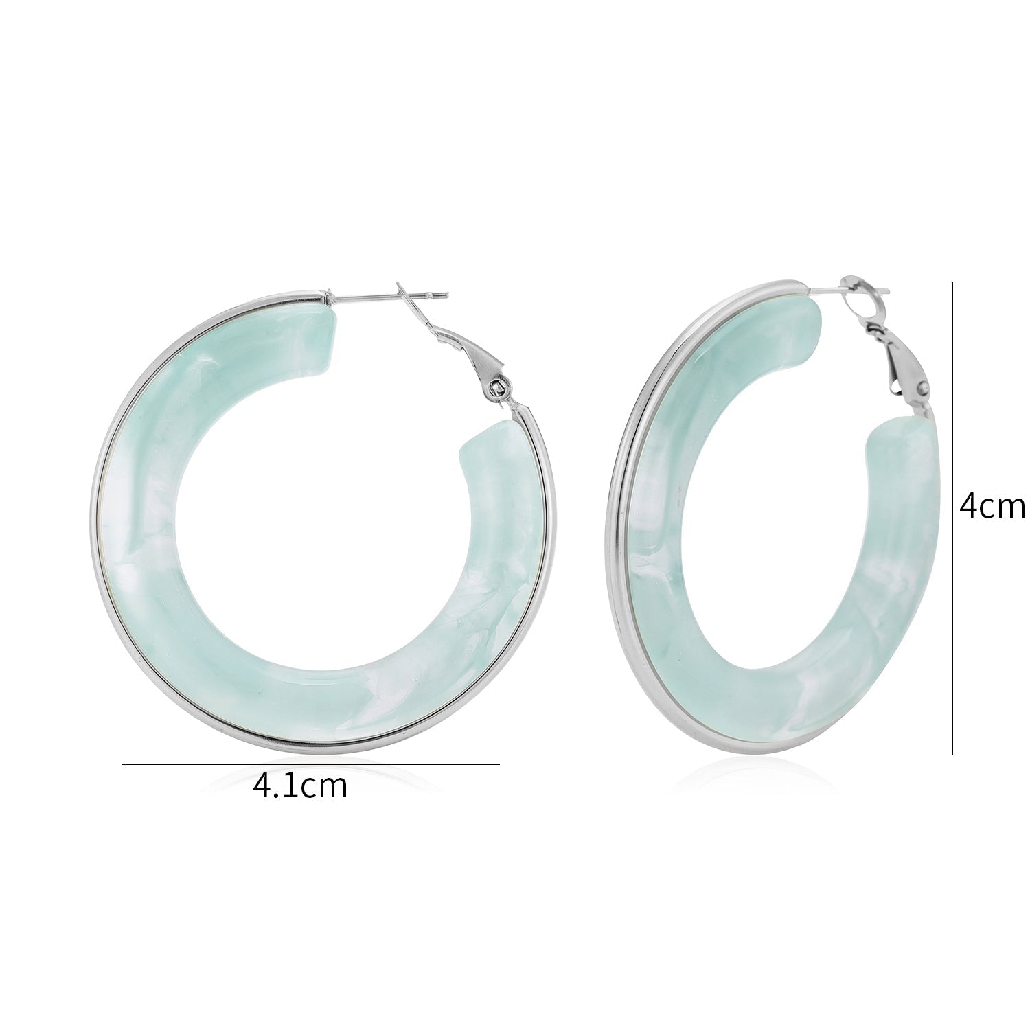 Hoops groot turquoise zilver - Desieradenconcurrent.nl