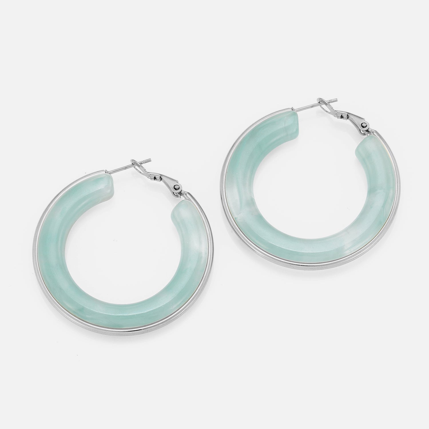 Hoops groot turquoise zilver - Desieradenconcurrent.nl