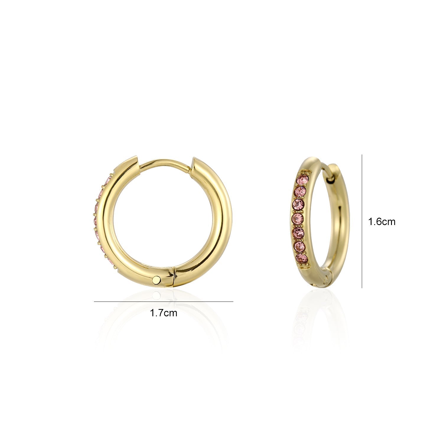Hoops met steentjes roze/goud - Desieradenconcurrent.nl