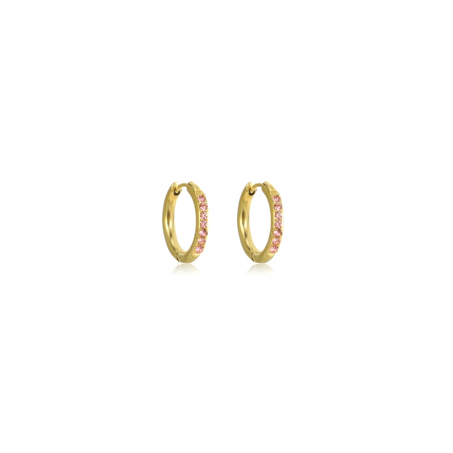 Hoops met steentjes roze/goud - Desieradenconcurrent.nl